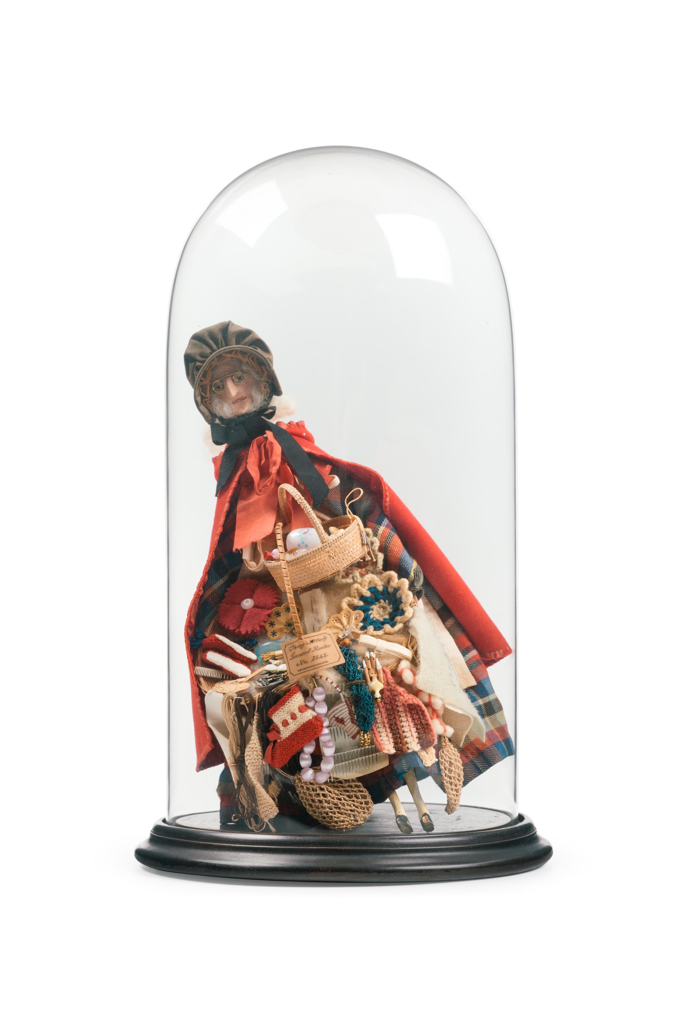 Powerhouse Collection - Pedlar doll in glass dome, 1850-1860
