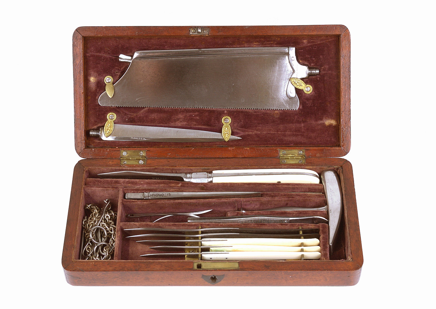 Set of Weedon post-mortem instruments used by Dr Charles Nathan in Sydney, 1830-1860