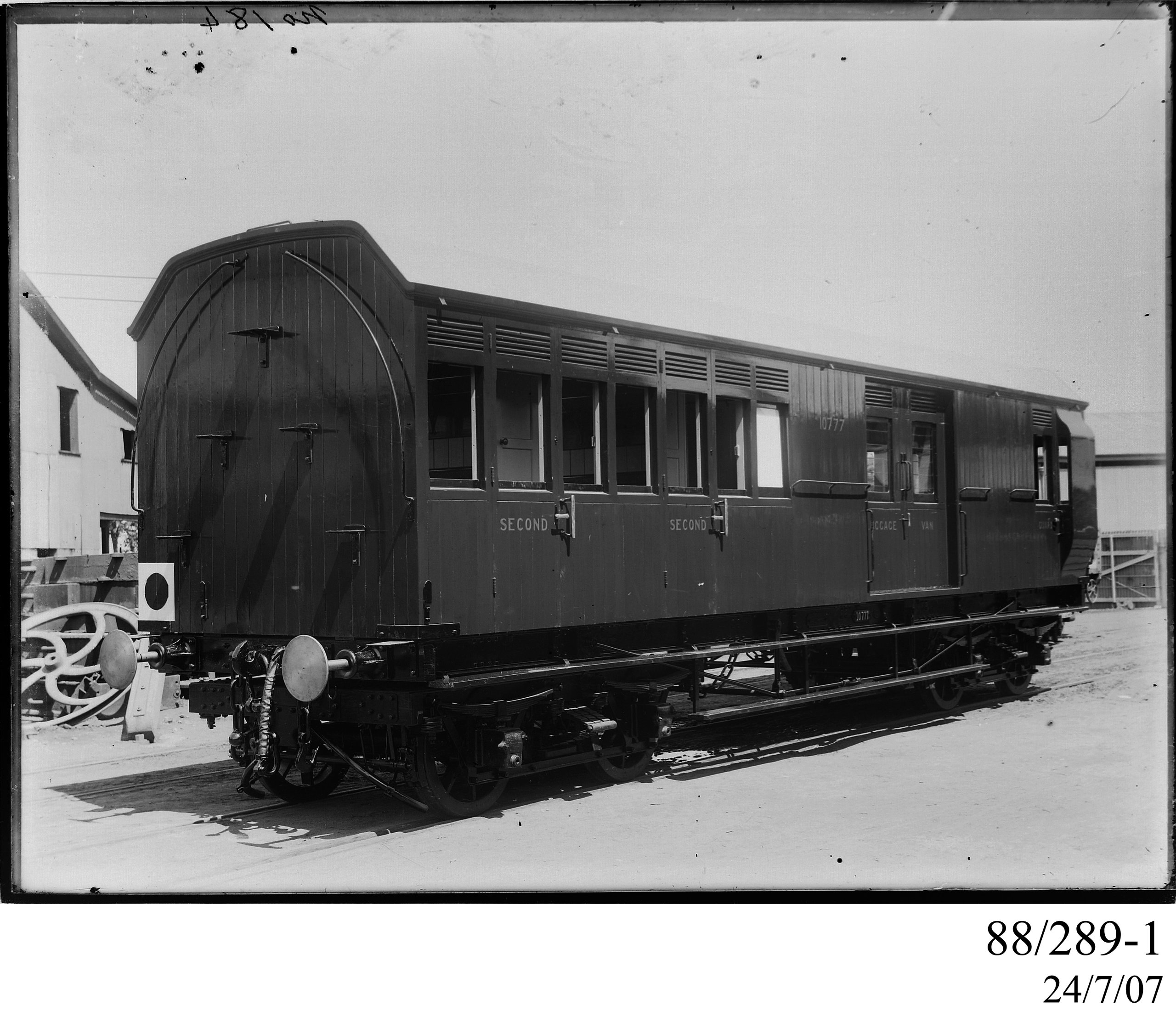 Glass plate negative of goods brake van by Clyde Engineering