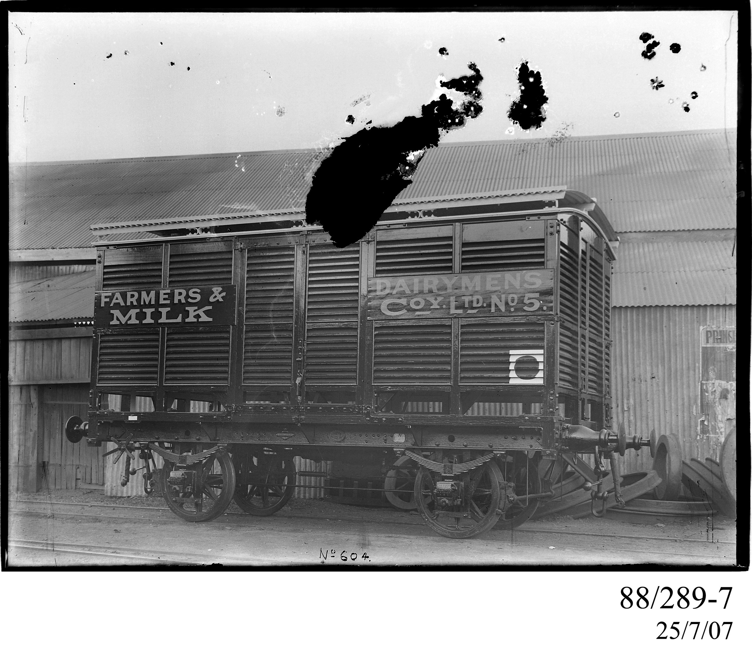 Glass plate negative of louvred van by Clyde Engineering
