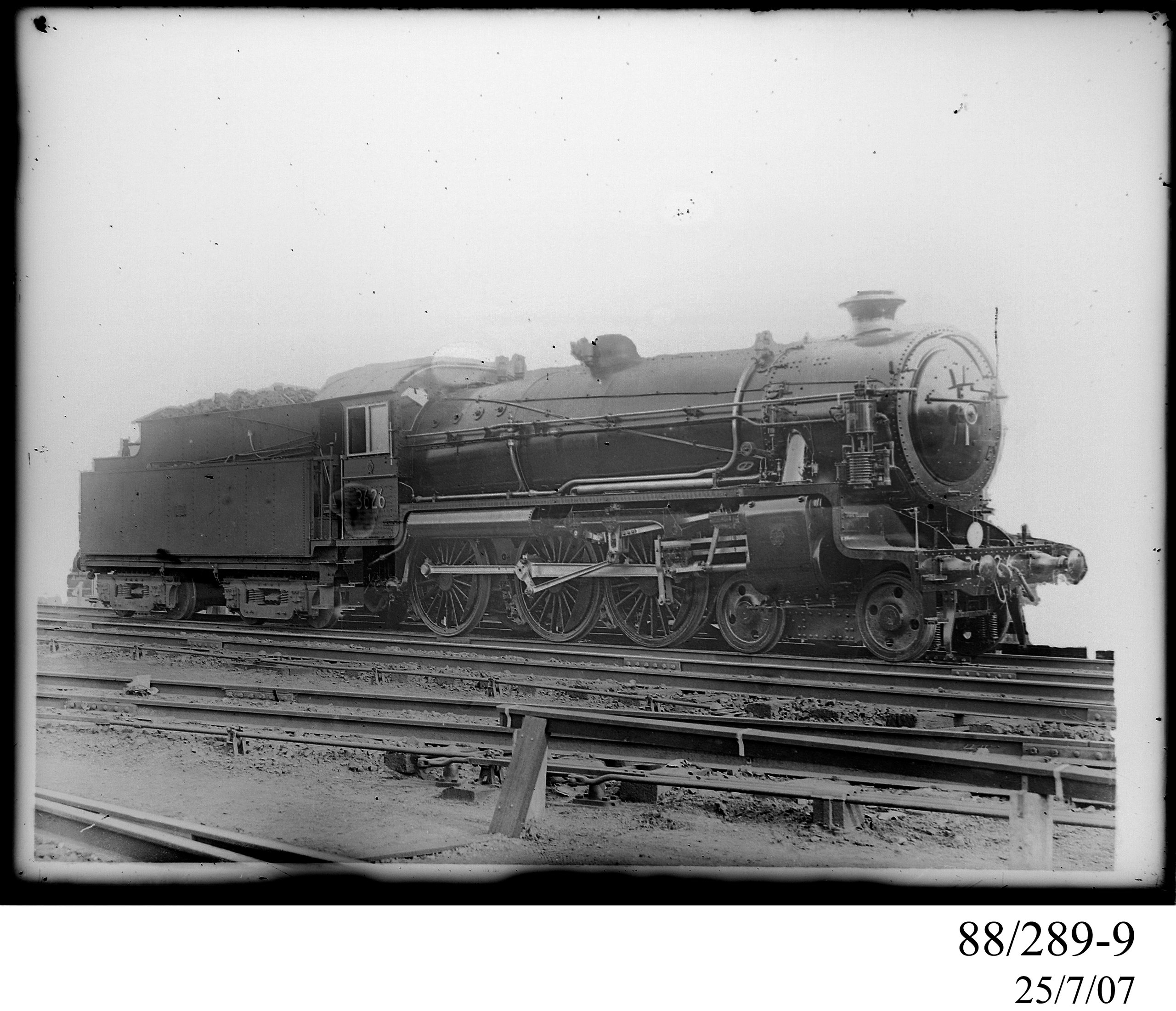 Glass plate negative of locomotive 3626 by Clyde Engineering