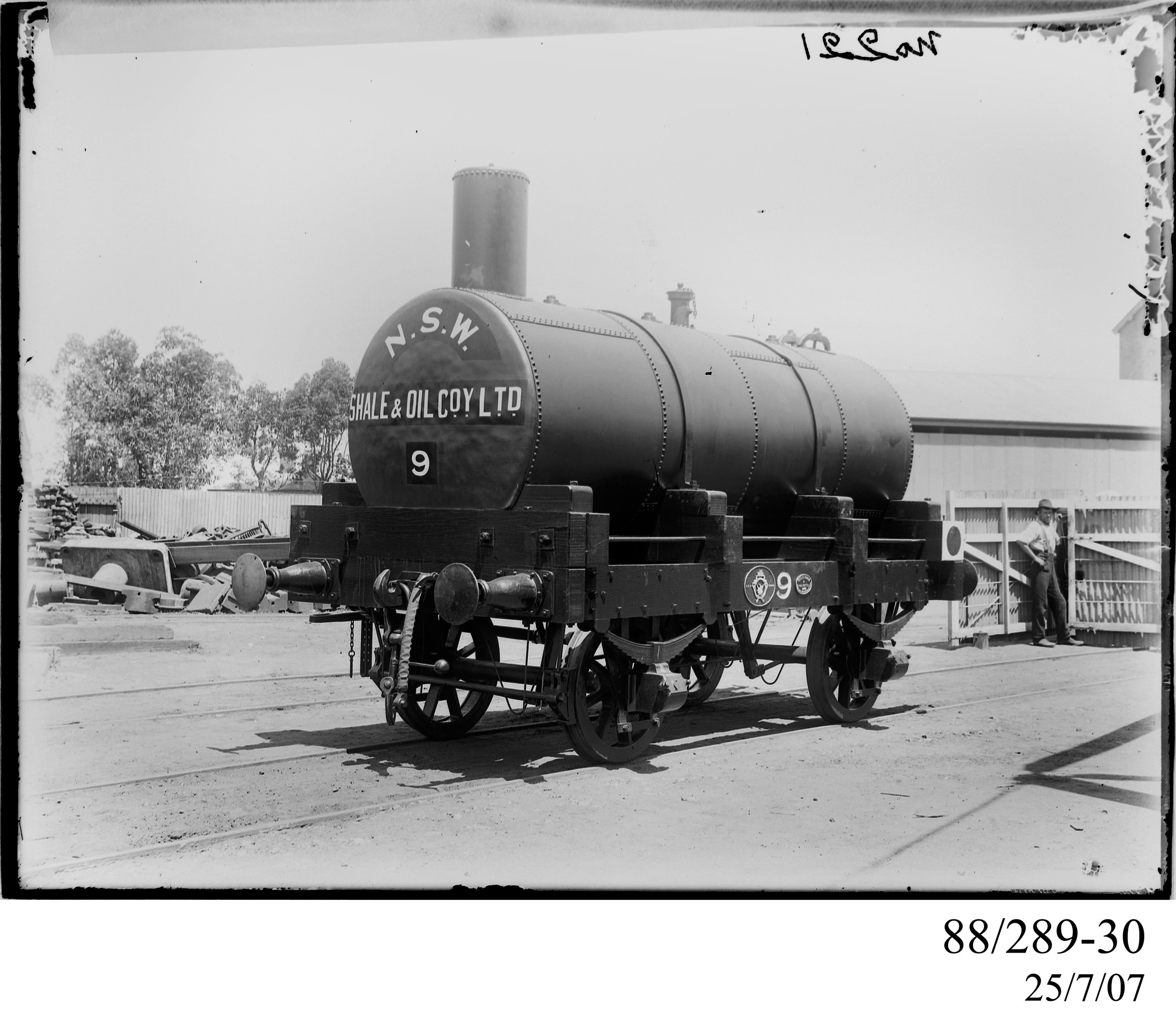 Glass plate negative of NSW Shale and Oil Co. Ltd's tank wagon No.9