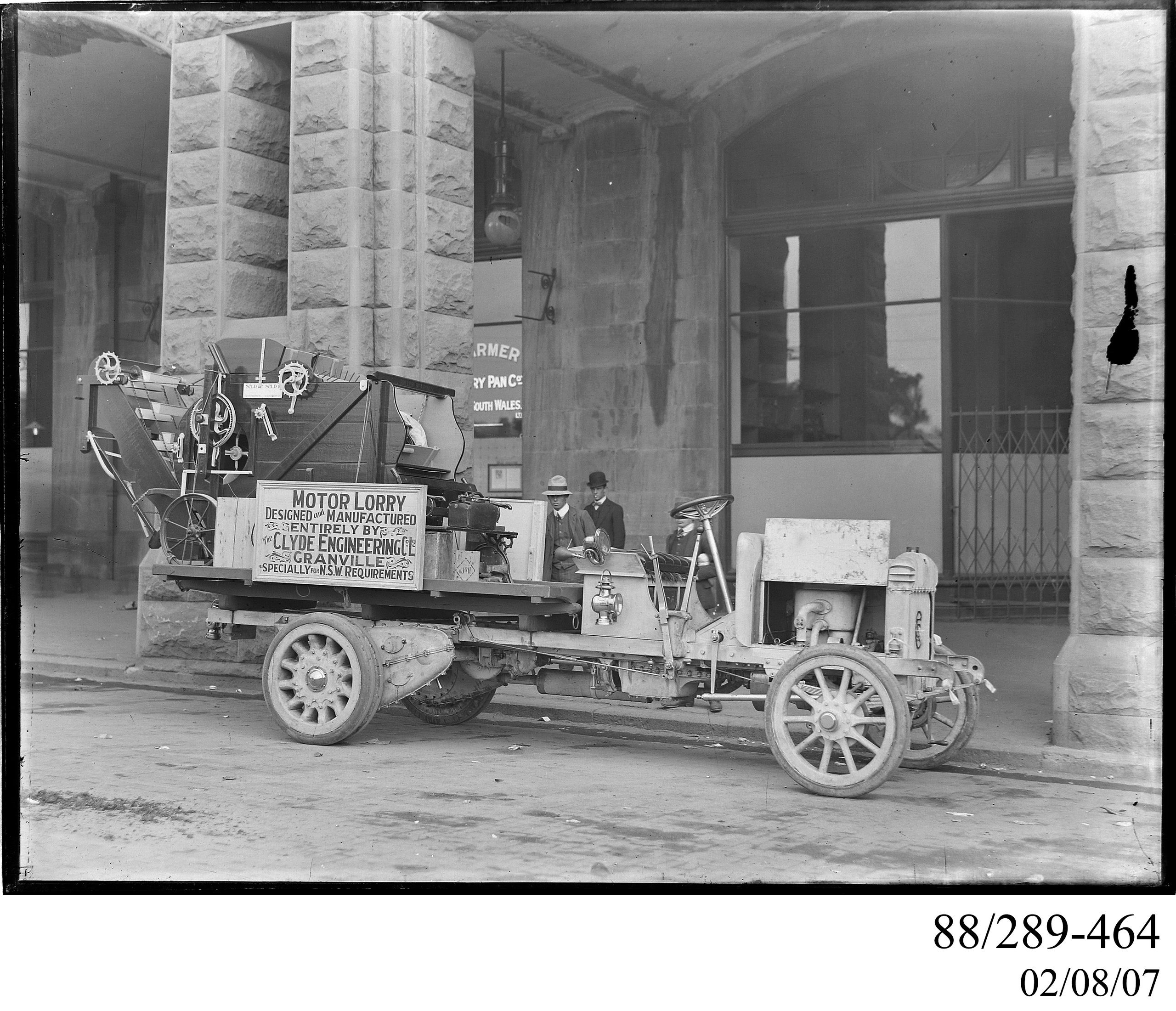 Glass plate negative of a motor vehicle outside Central Station