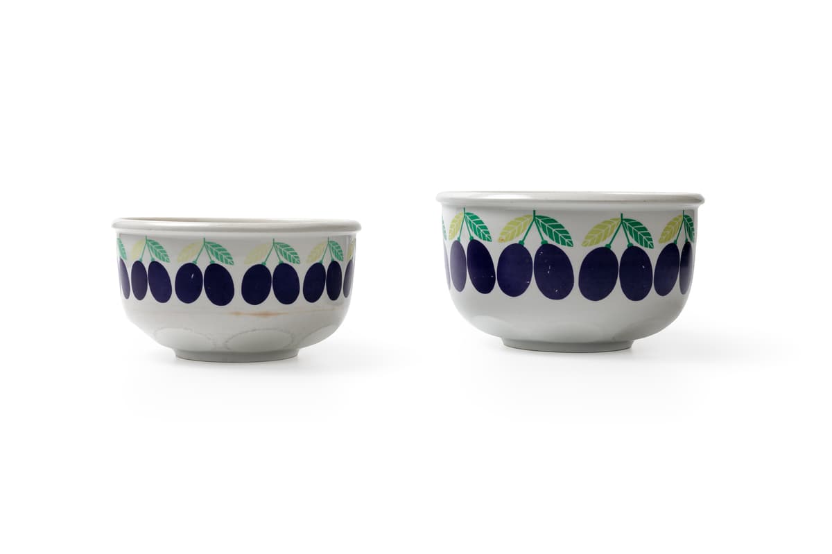 Arabia of Finland bowls with 'Luumu' (plum) pattern by Arabia Ceramic Factory