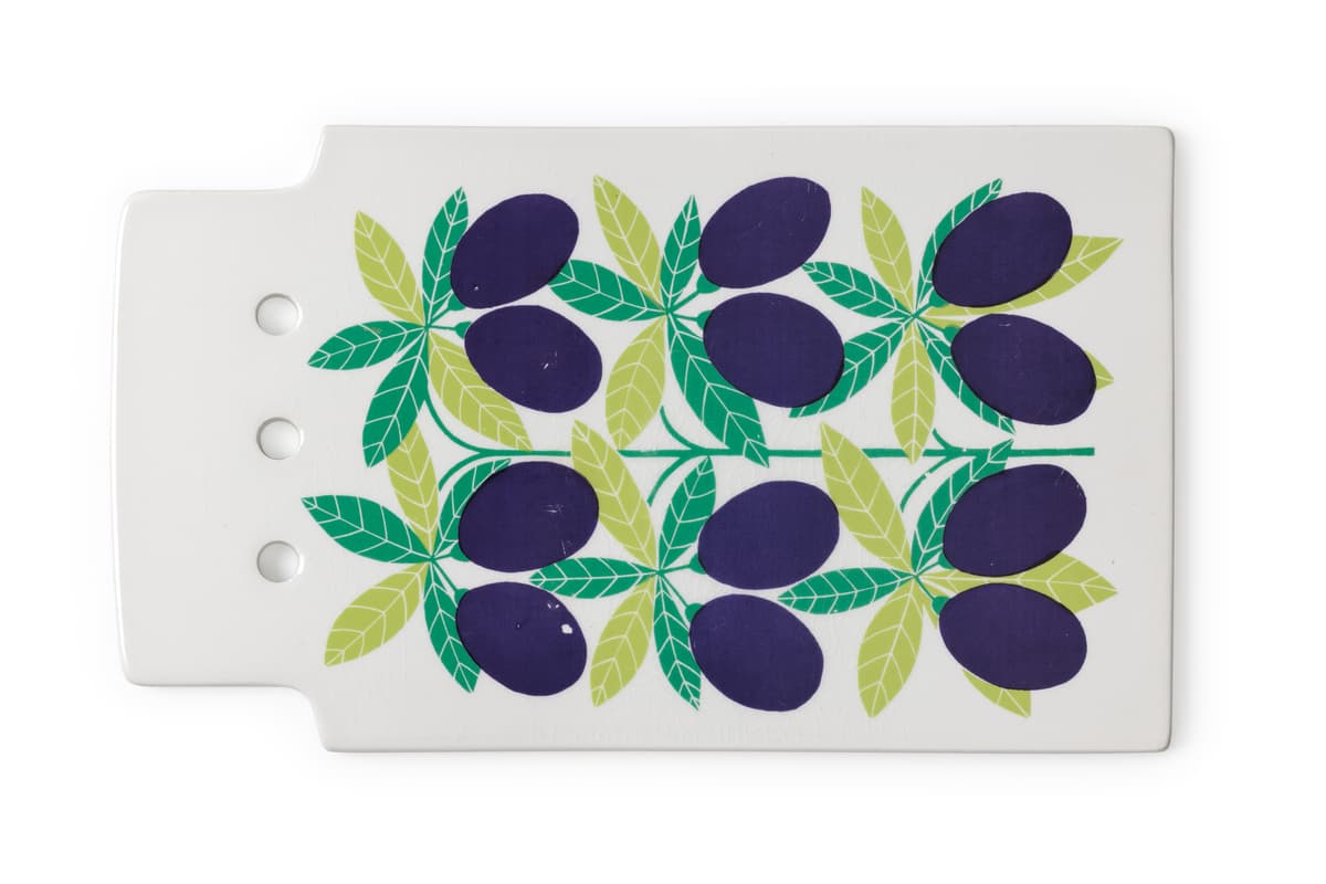 Arabia of Finland cheese board with 'Luumu' (plum) pattern by Arabia Ceramic Factory