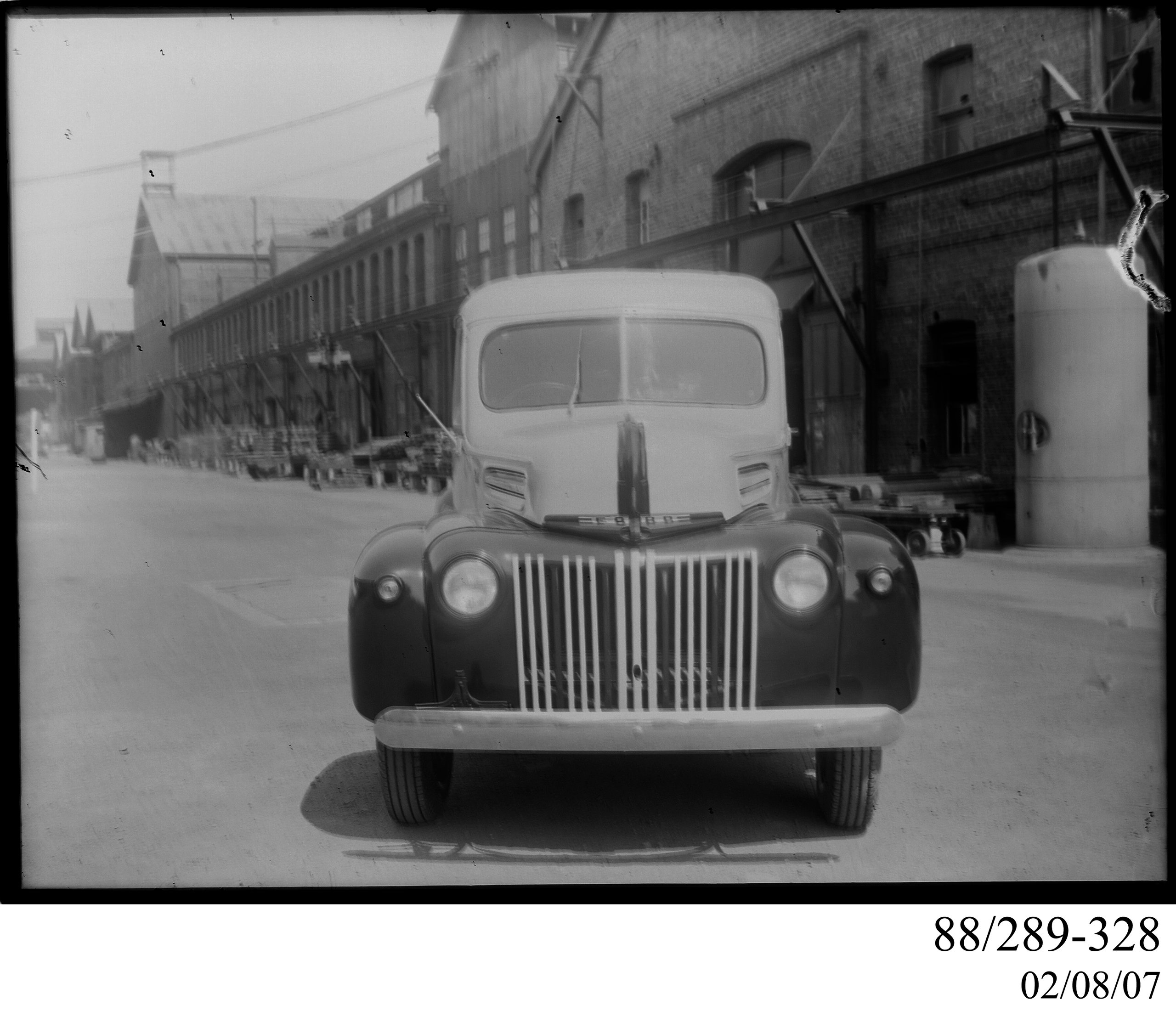 Glass plate negative of Peters Ice Cream van