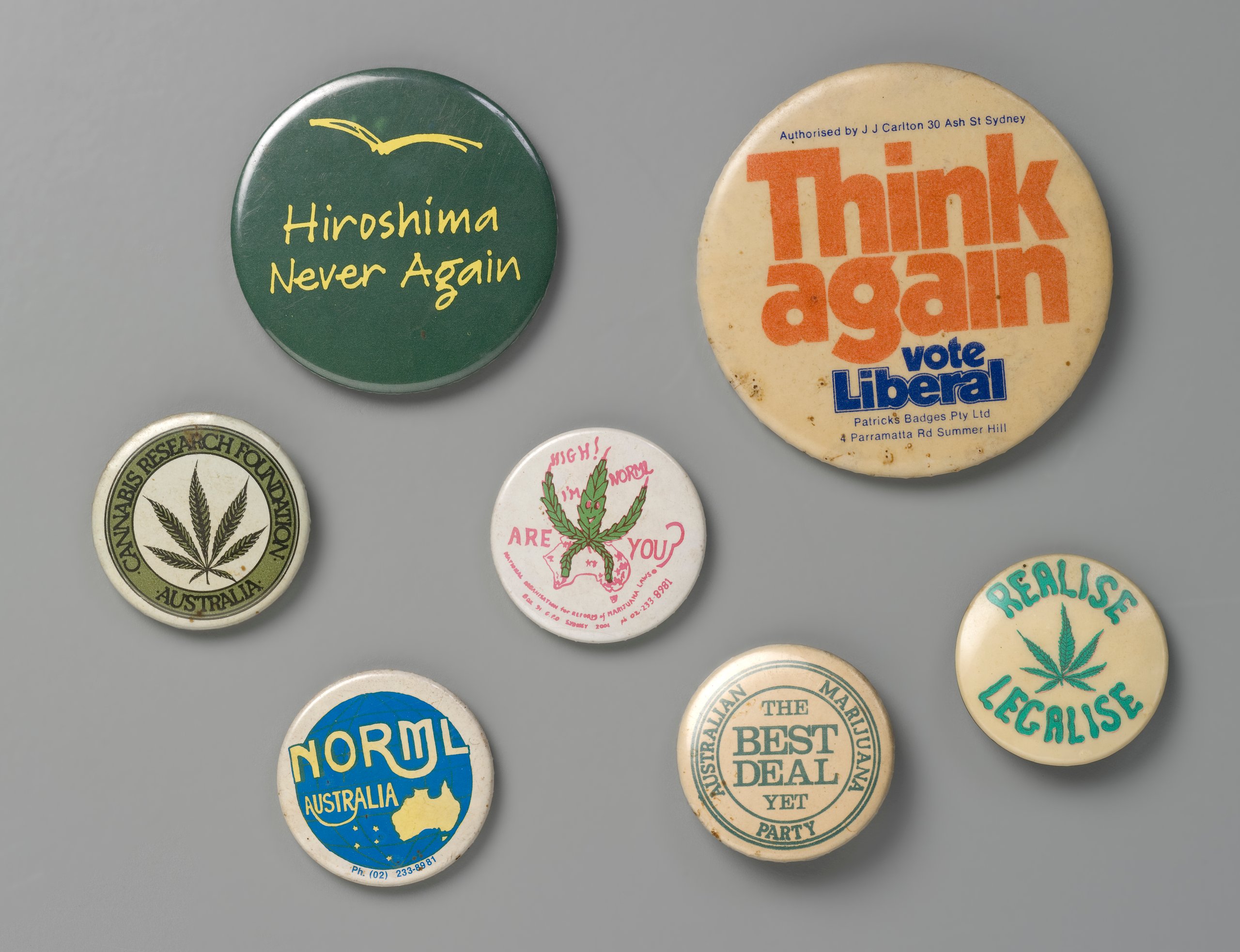 Collection of protest badges