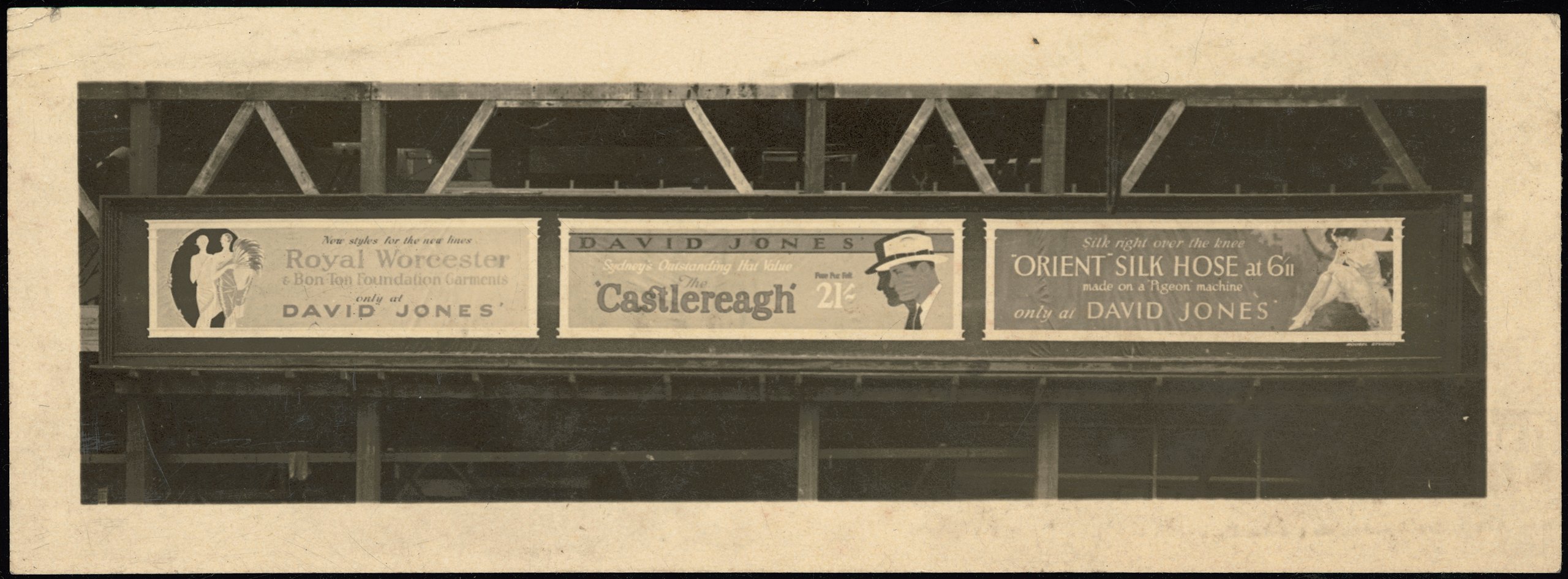 Photograph of advertising sign for David Jones designed by Rousel Studios