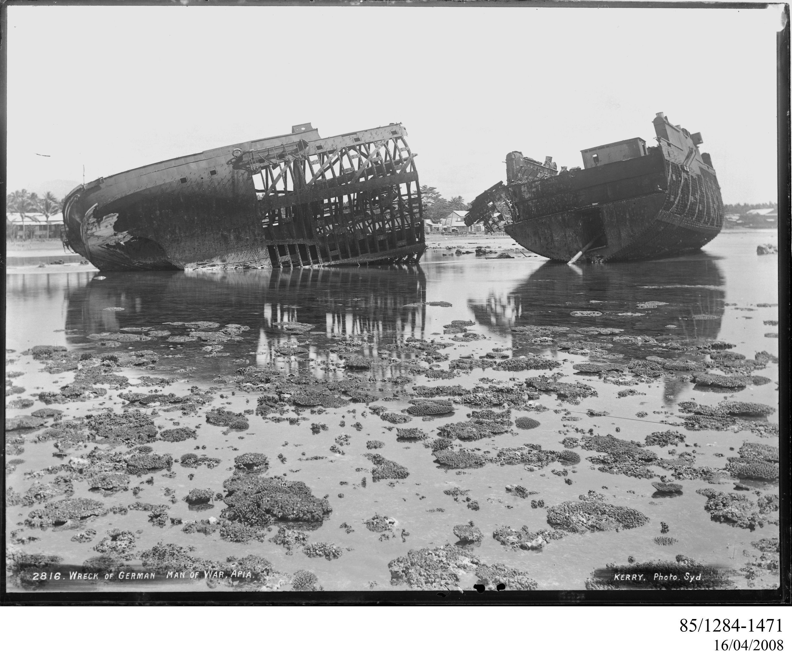 Wreck of the German warship 'Adler', Apia, Upolu, Samoa, 1899
