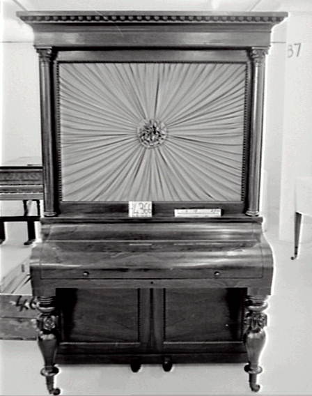 Upright cabinet piano made by George & Manby