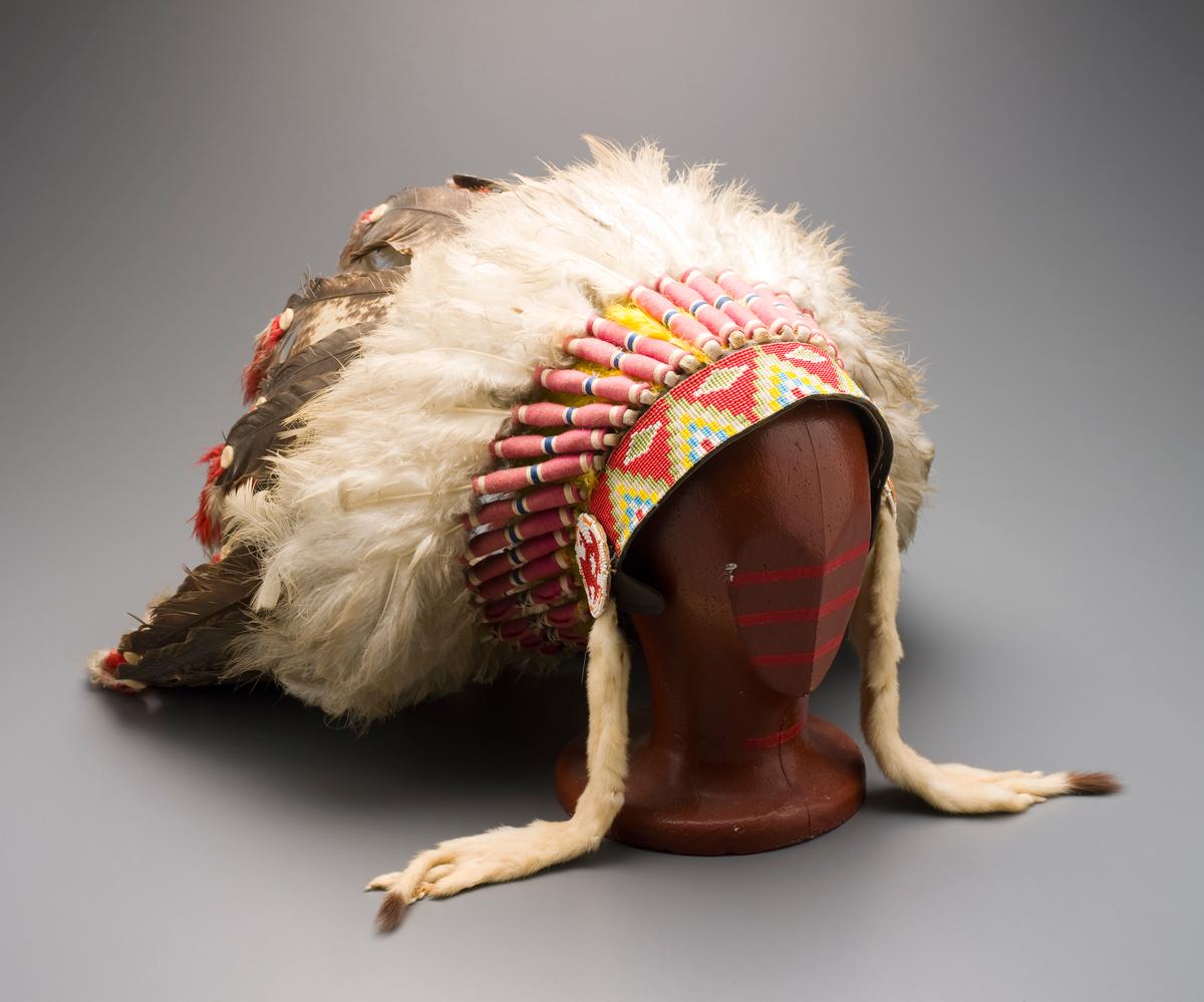 American Indian Feathered Chief Headdress (donation for a ceremonial event) Custom Order Real Feather Chief Indian Headdress Replica  main image 3