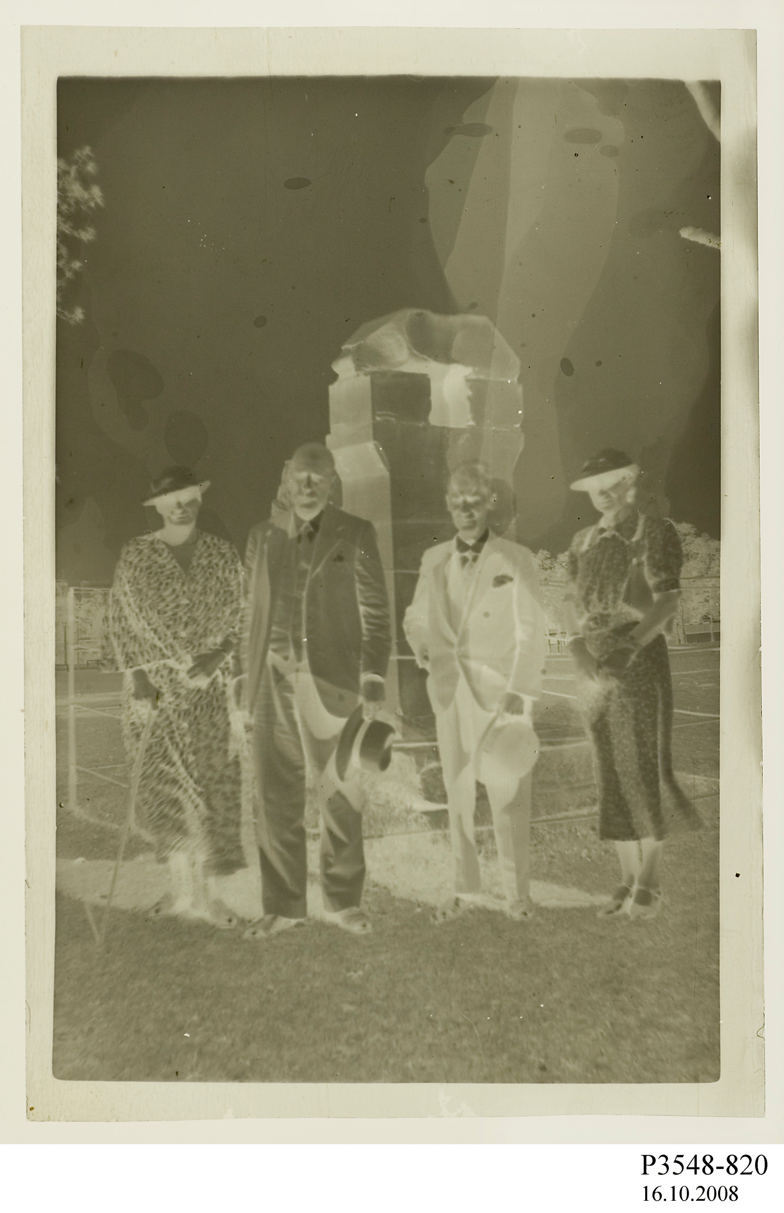 Photographic negative of James Nangle and friends
