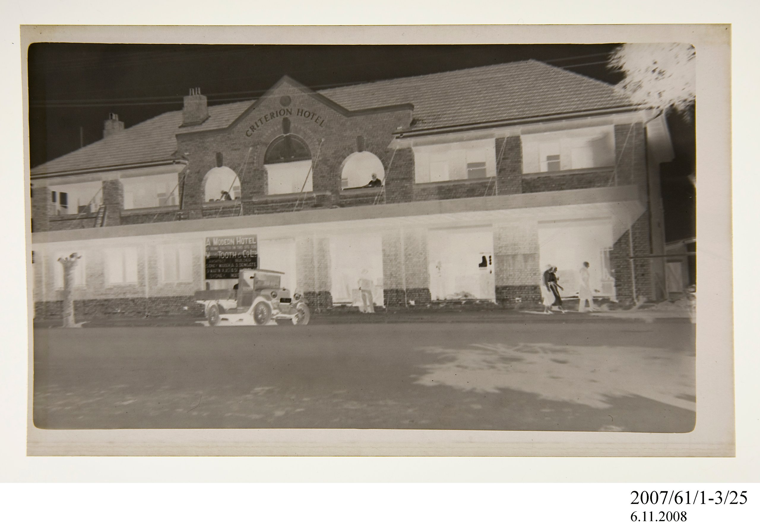 Negative of Criterion Hotel under construction, Moree