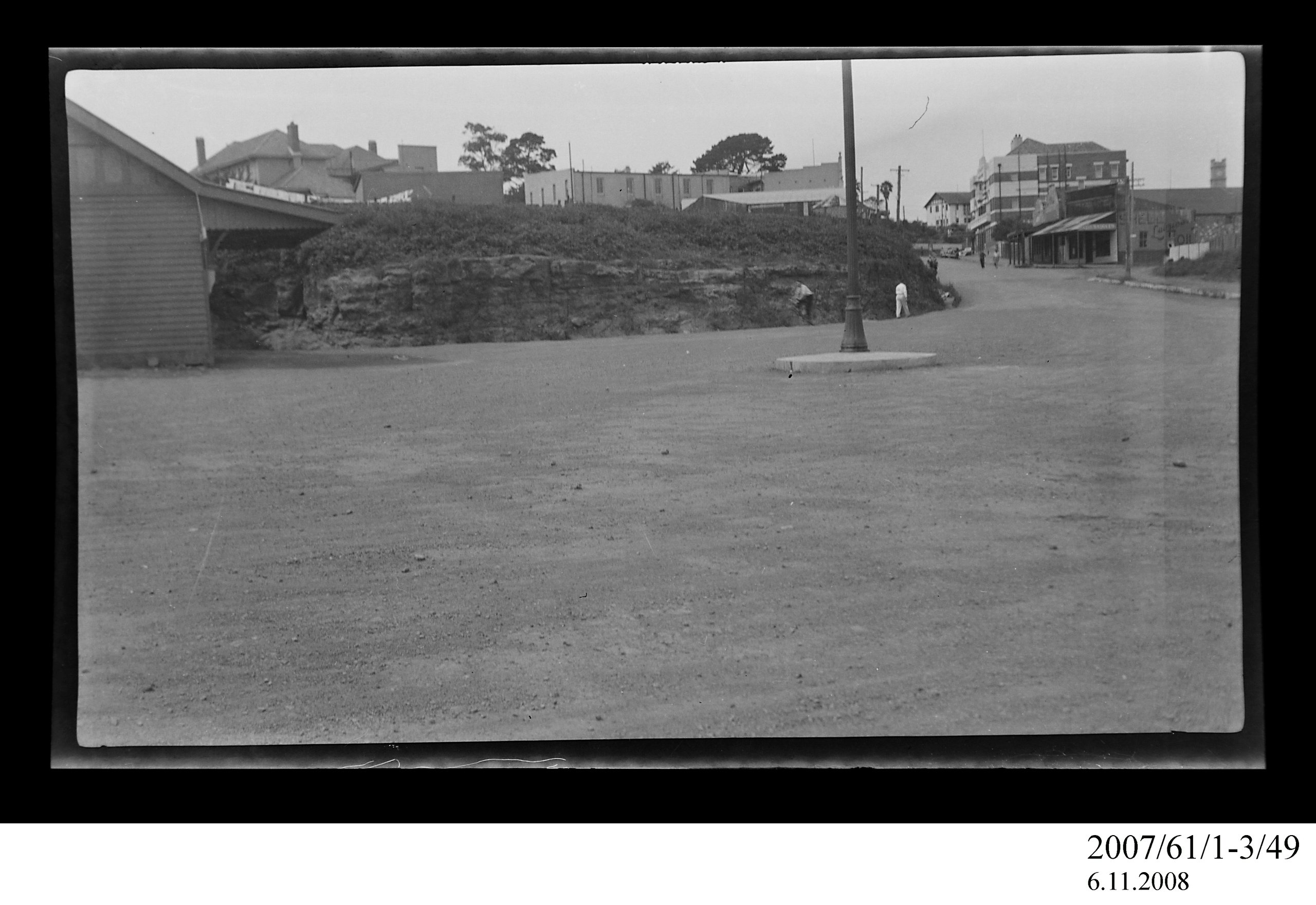 Negative of Crown Hotel seen from railway station, Wollongong