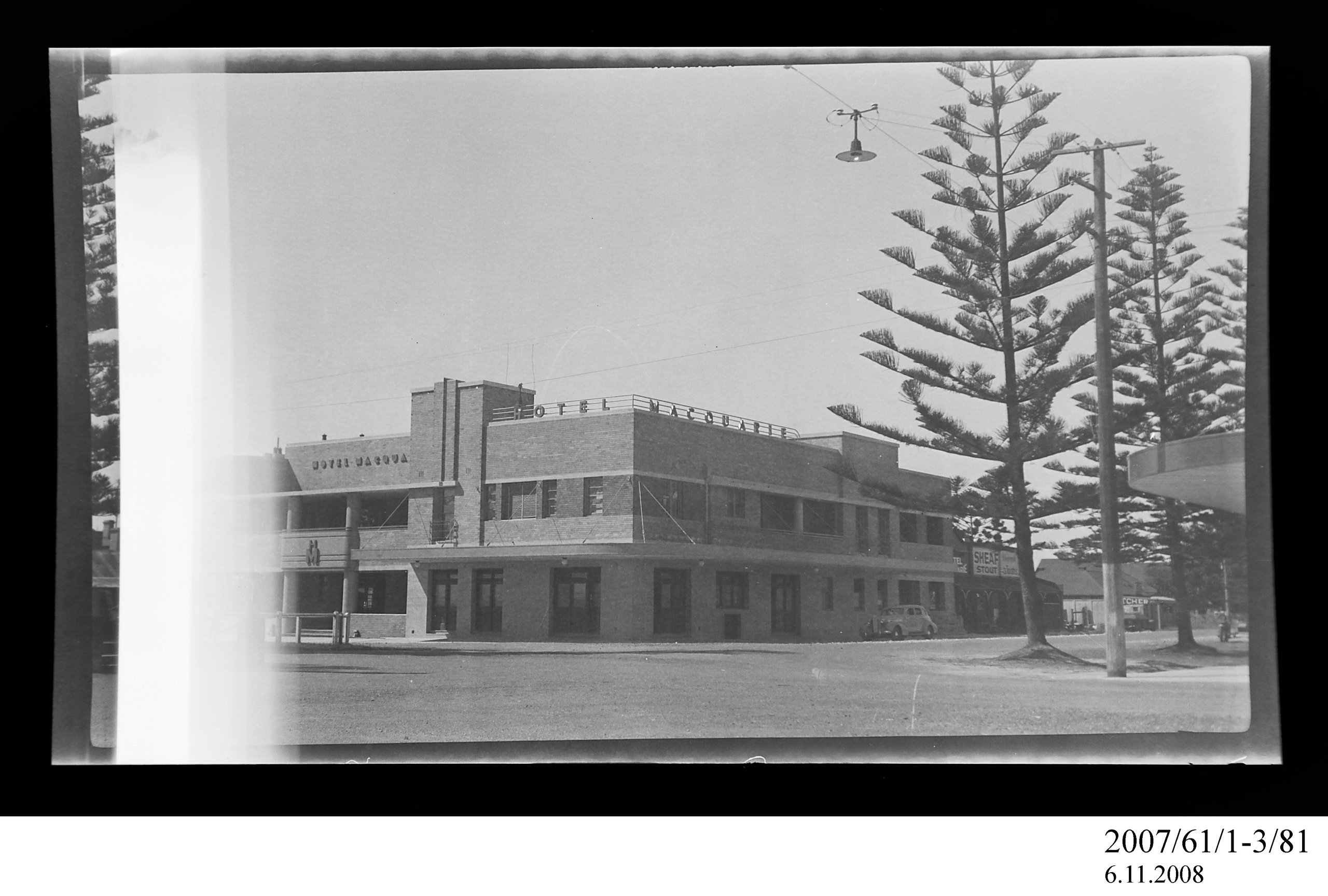 Negative of Hotel Macquarie exterior, Port Macquarie