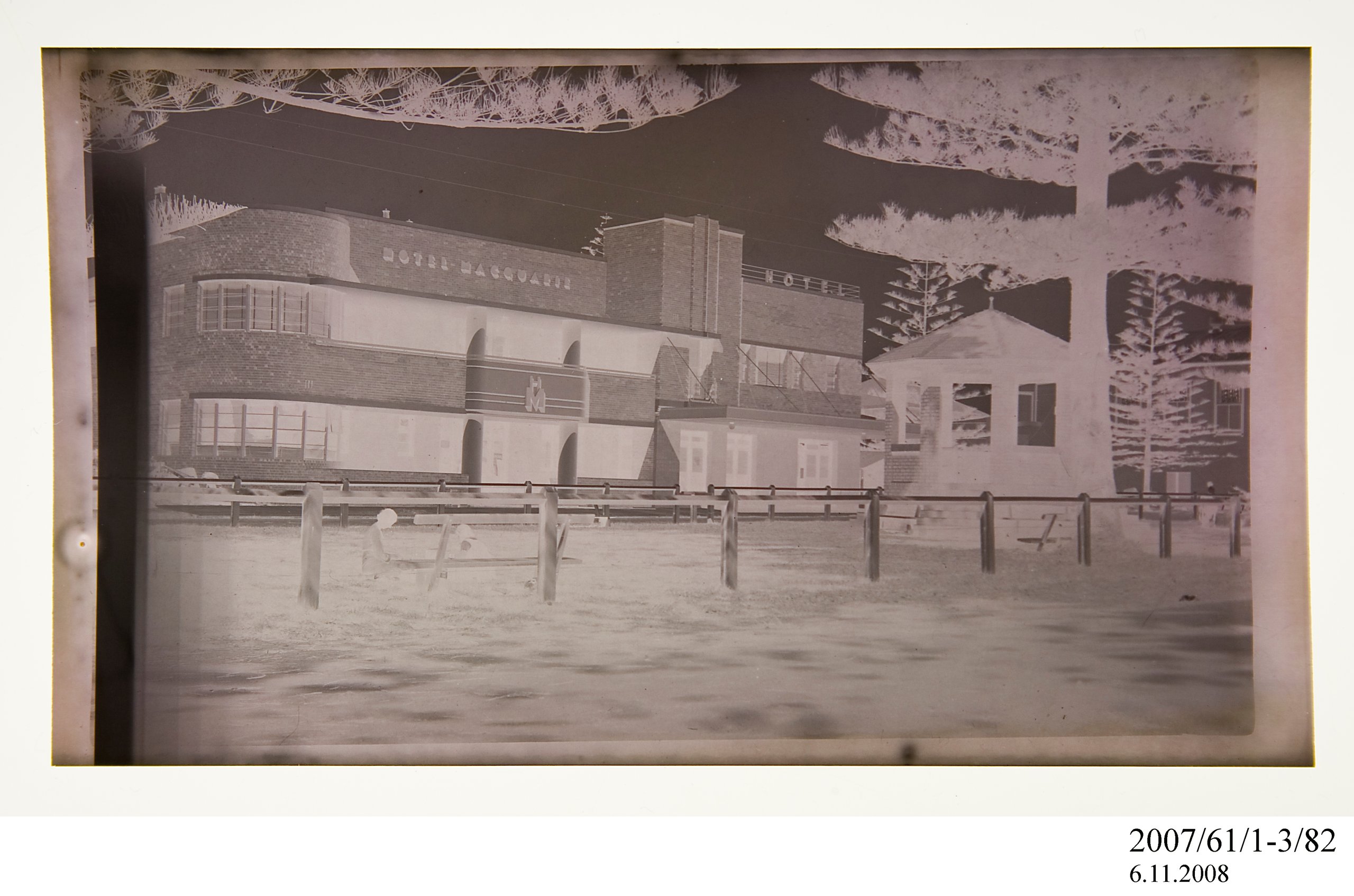 Negative of Hotel Macquarie exterior, Port Macquarie