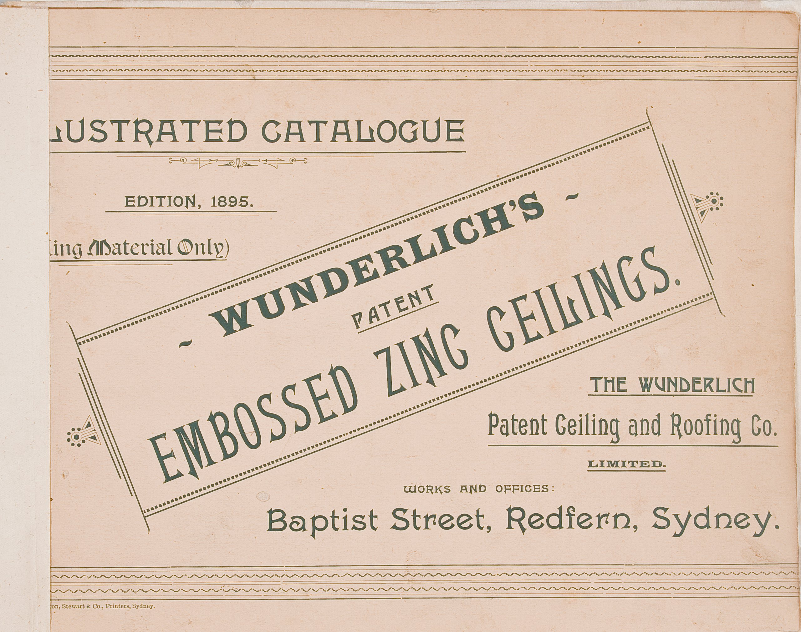 Front cover from Wunderlich catalogue 'Patent Embossed Zinc Ceilings'
