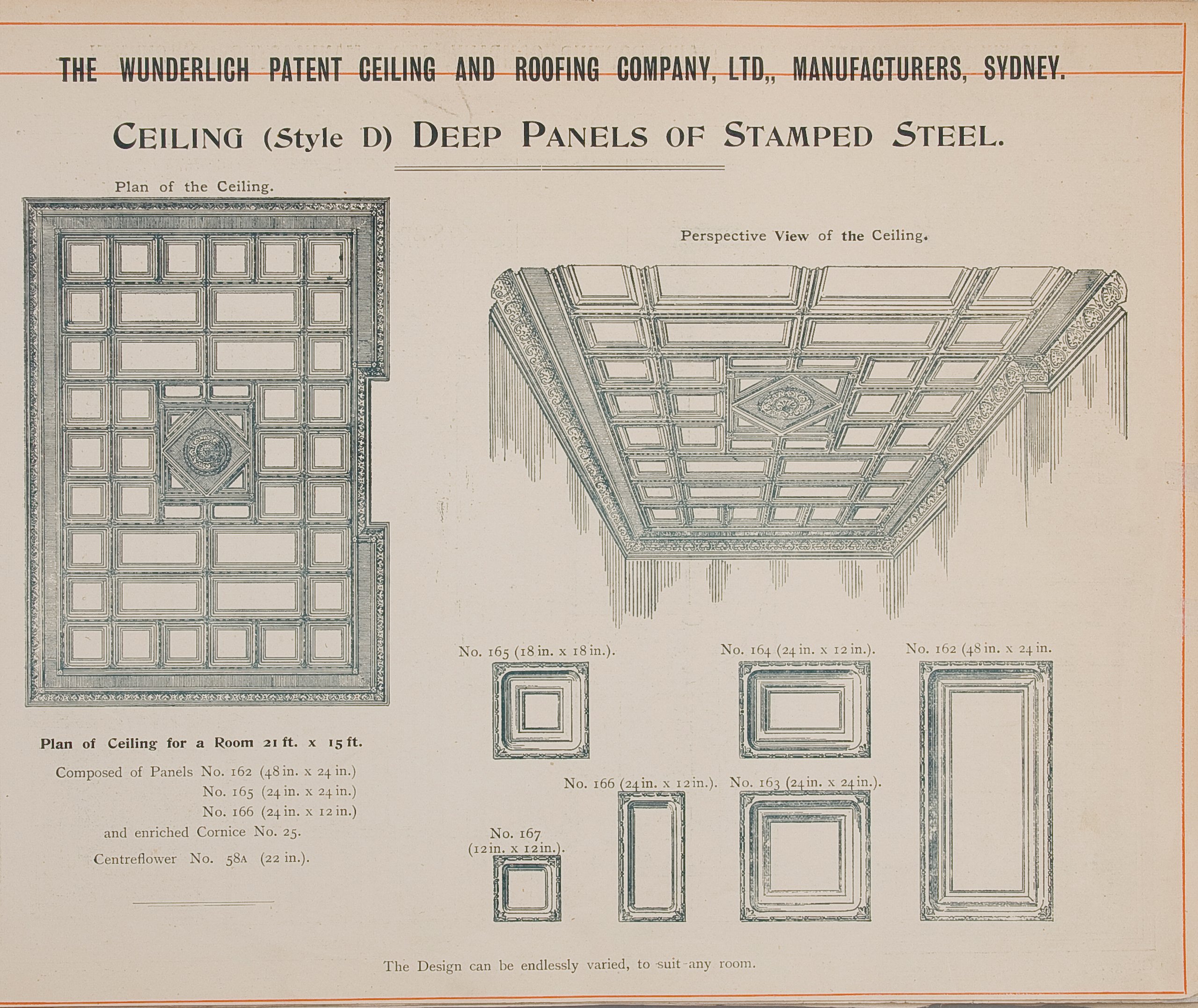 Page from Wunderlich catalogue 'Patent Metal Ceilings'