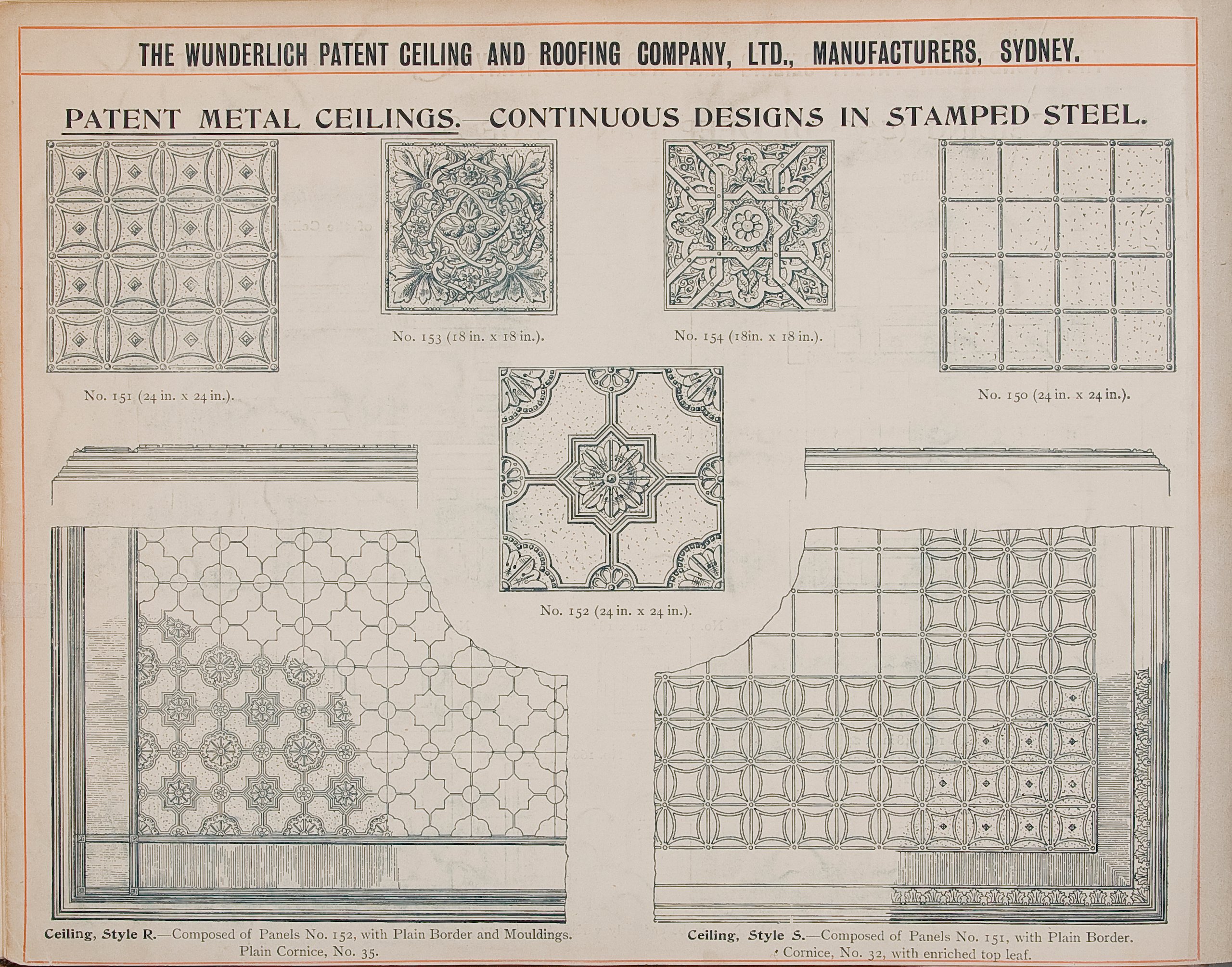 Page from Wunderlich catalogue 'Patent Metal Ceilings'