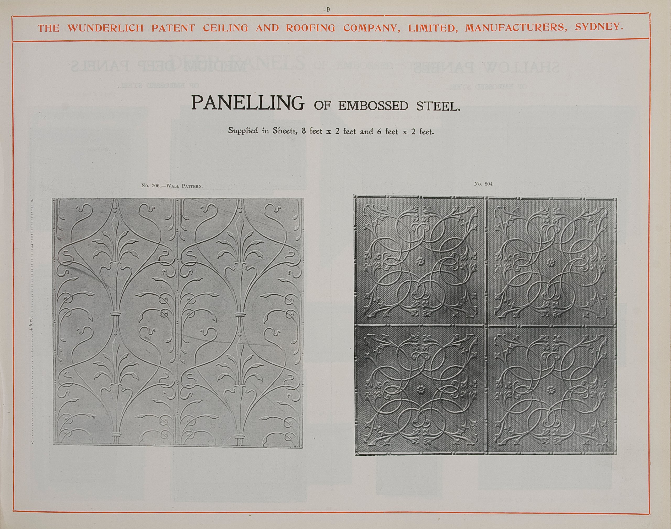 Page from Wunderlich catalogue 'Steel Ceiling Materials'