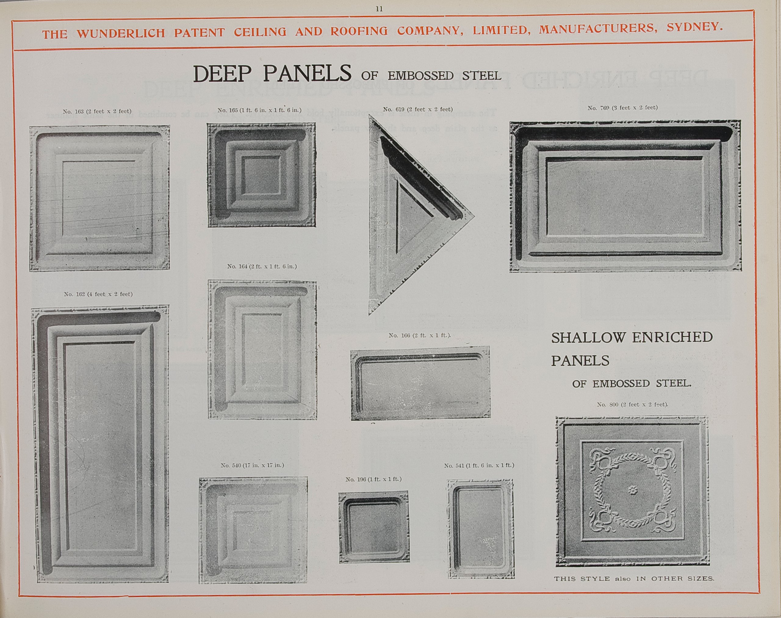 Page from Wunderlich catalogue 'Steel Ceiling Materials'