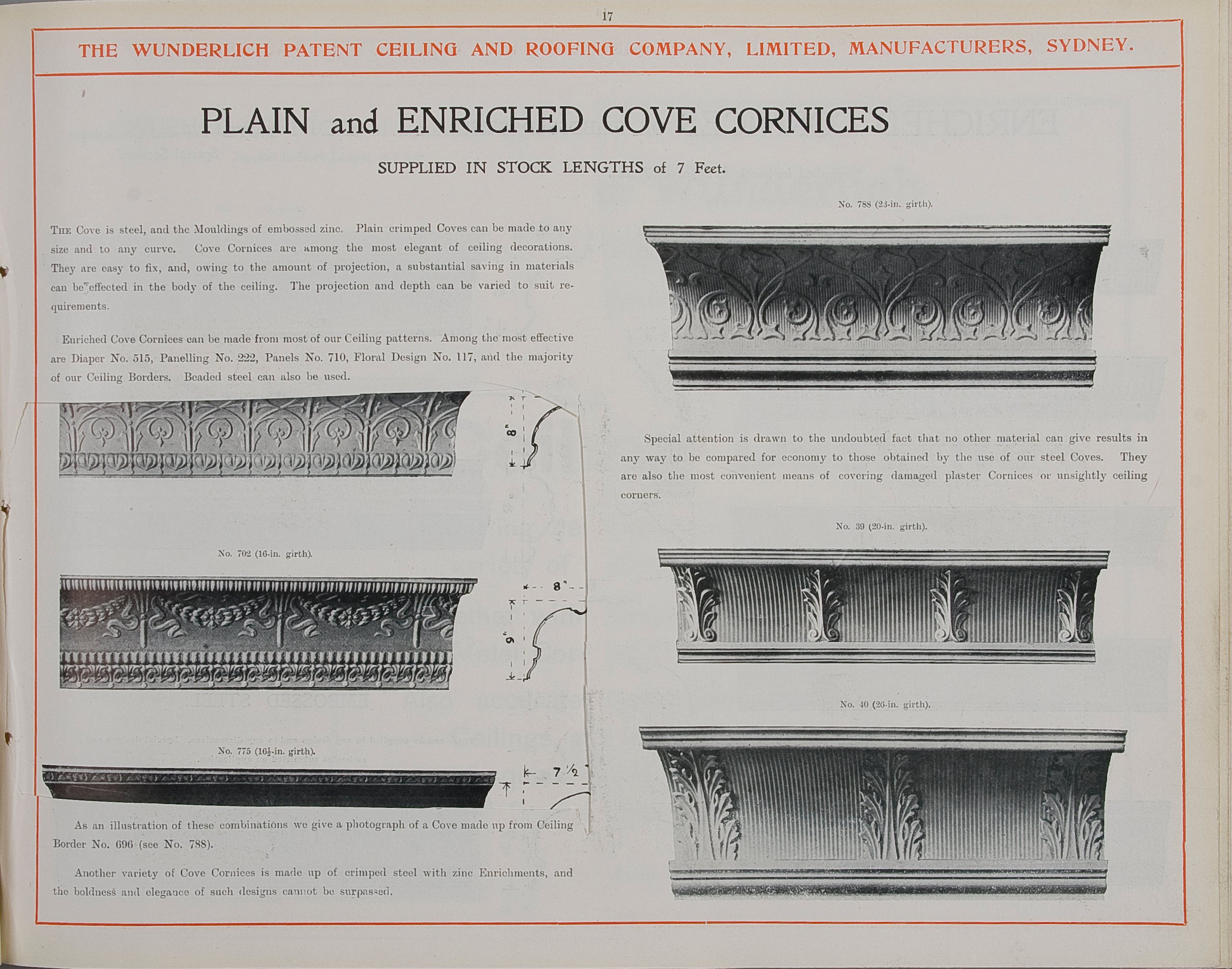 Page from Wunderlich catalogue 'Steel Ceiling Materials'