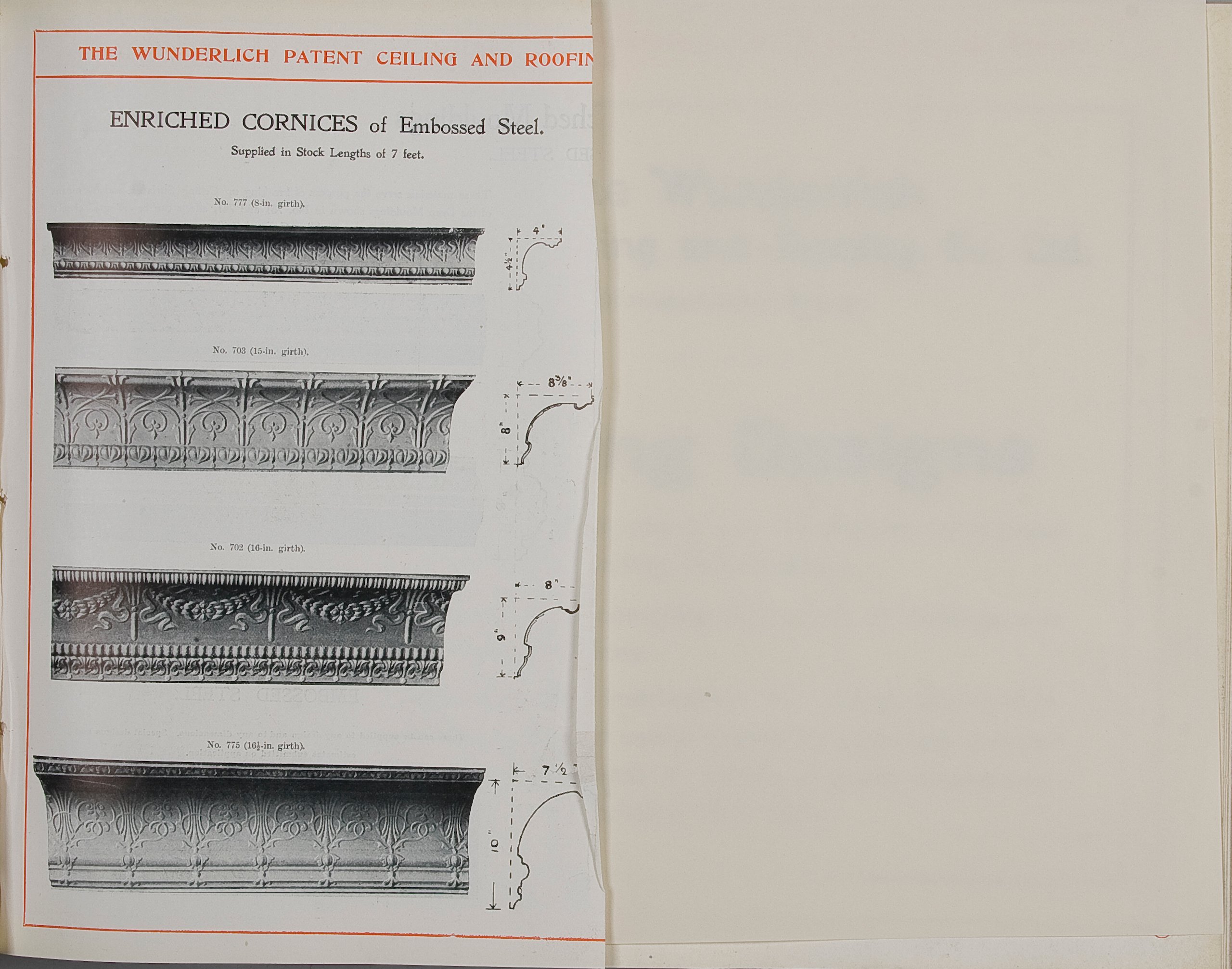 Page from Wunderlich catalogue 'Steel Ceiling Materials'