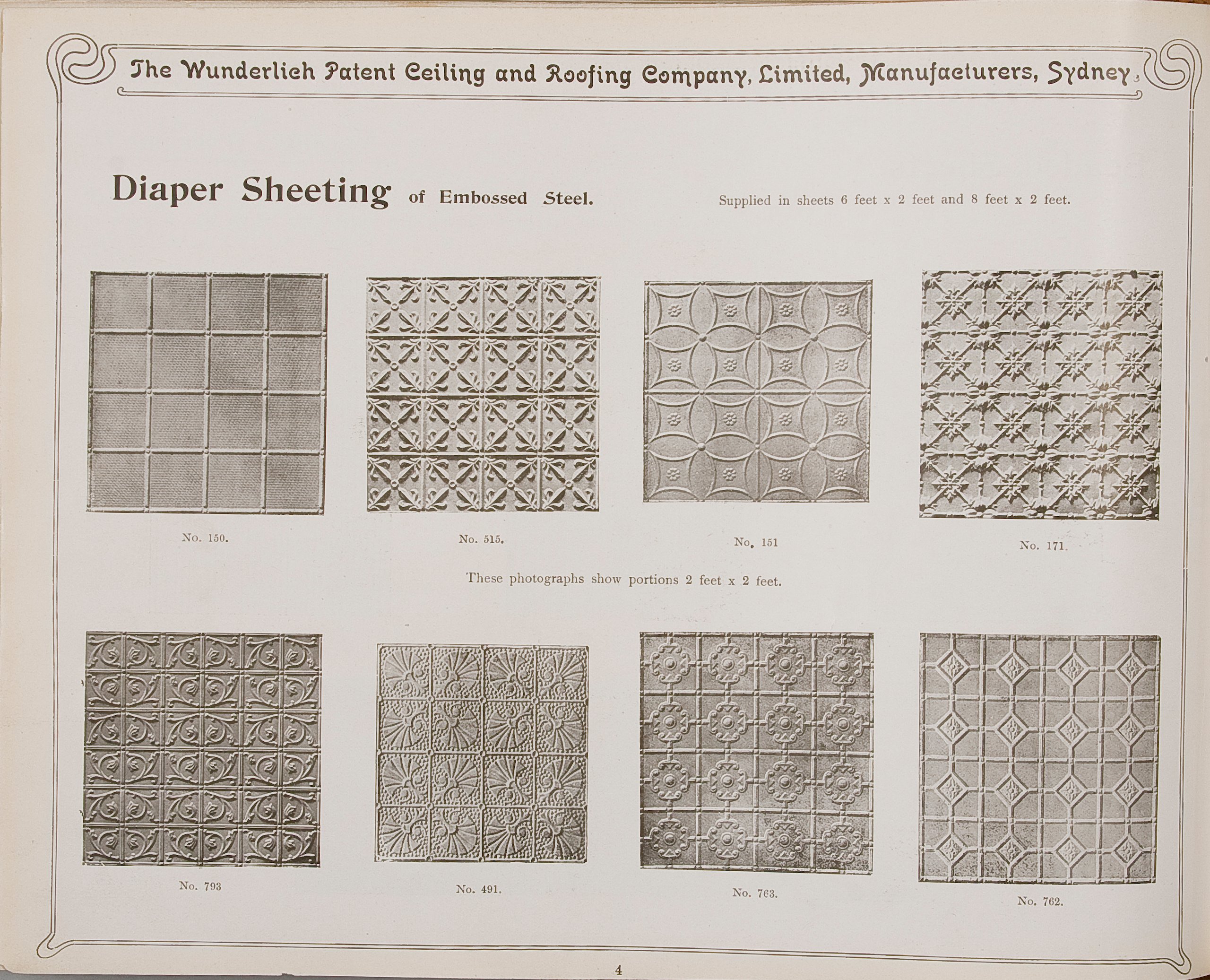 Page from abridged catalogue of Wunderlich 'Steel Ceiling Materials'