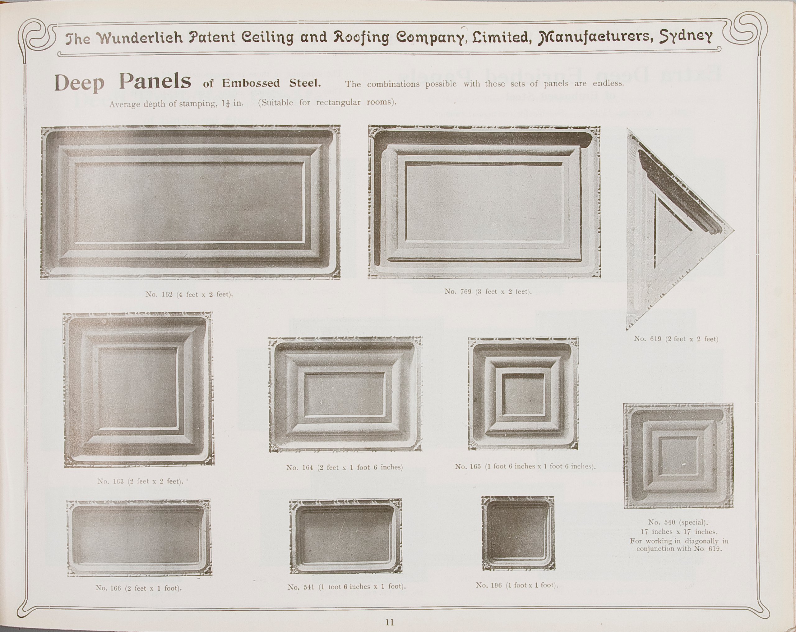 Page from abridged catalogue of Wunderlich 'Steel Ceiling Materials'