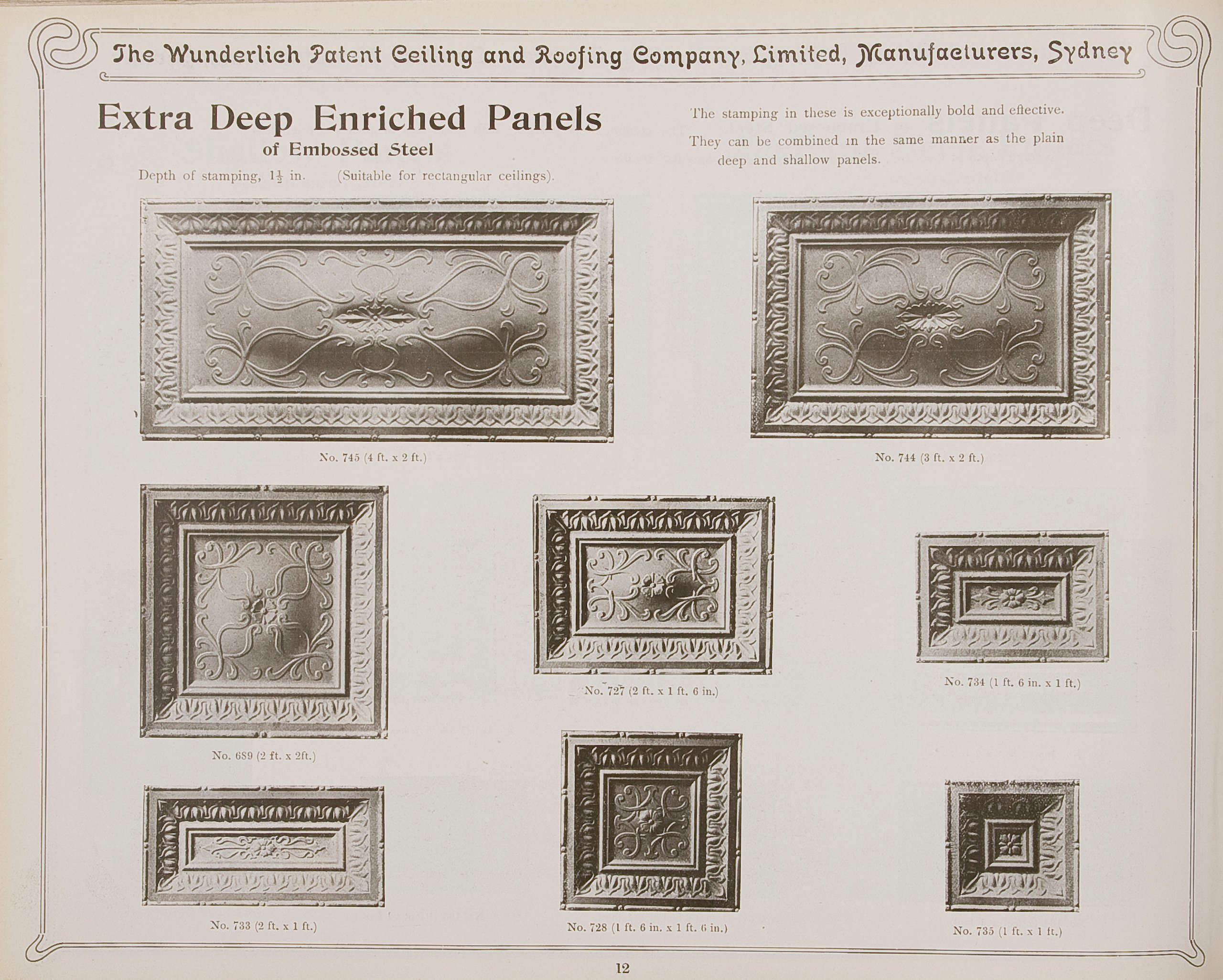 Page from abridged catalogue of Wunderlich 'Steel Ceiling Materials'