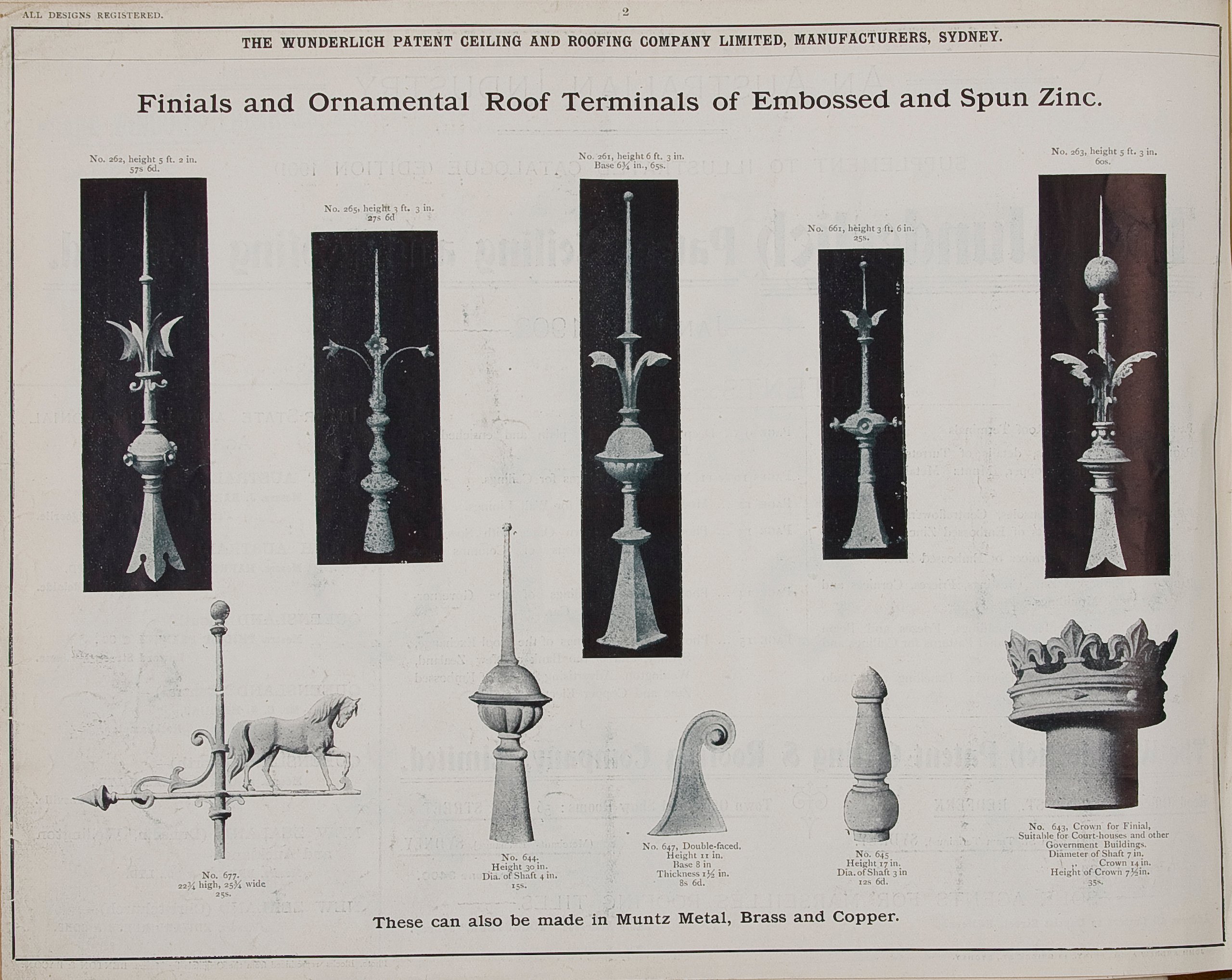 Page from Wunderlich 'Supplement to Illustrated Catalogue'