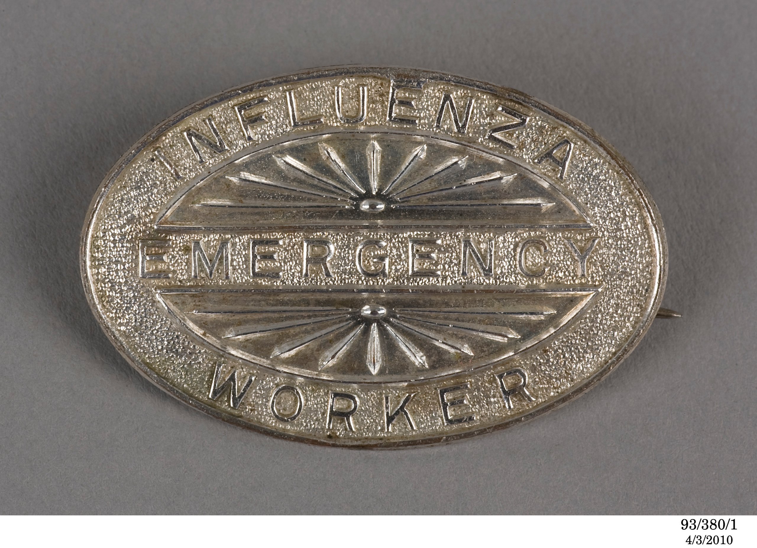 Influenza Emergency Worker's badge, c.1919