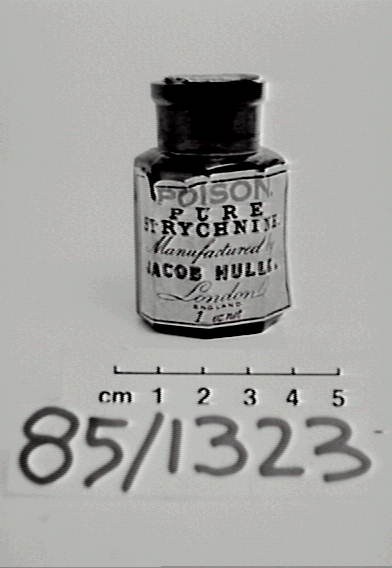 Bottle of strychnine made by Jacob Hulle