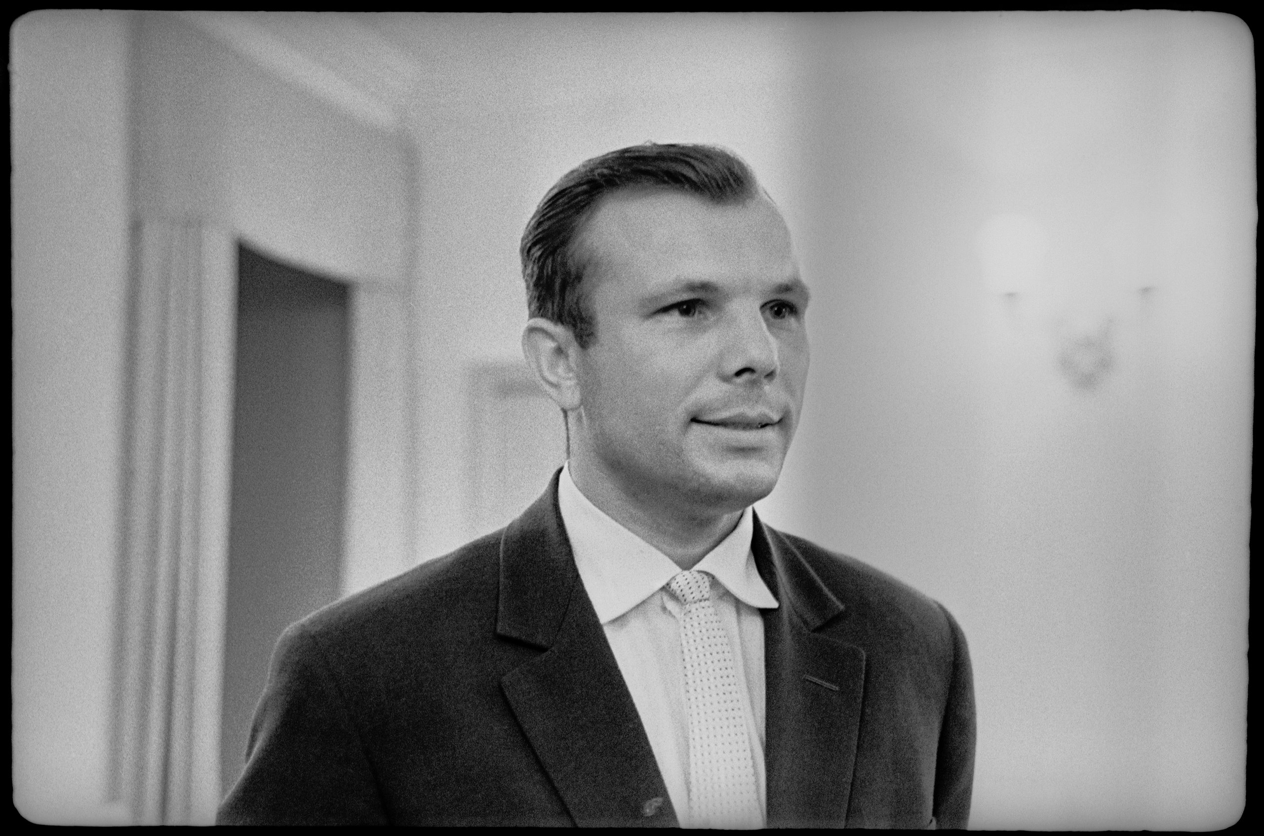 Photograph and negative of Cosmonaut Yuri Gagarin