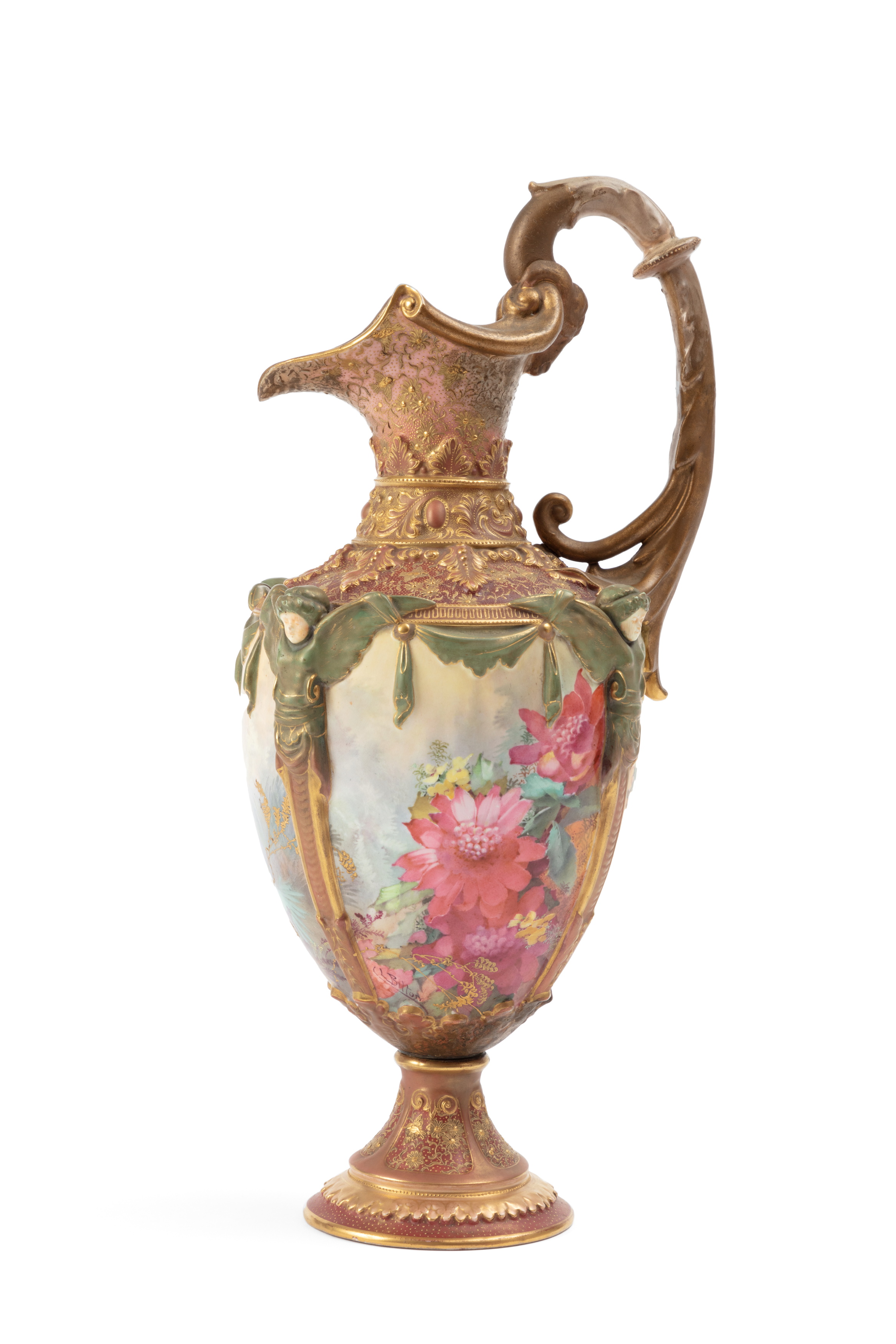 Ewer vase with Australian floral design