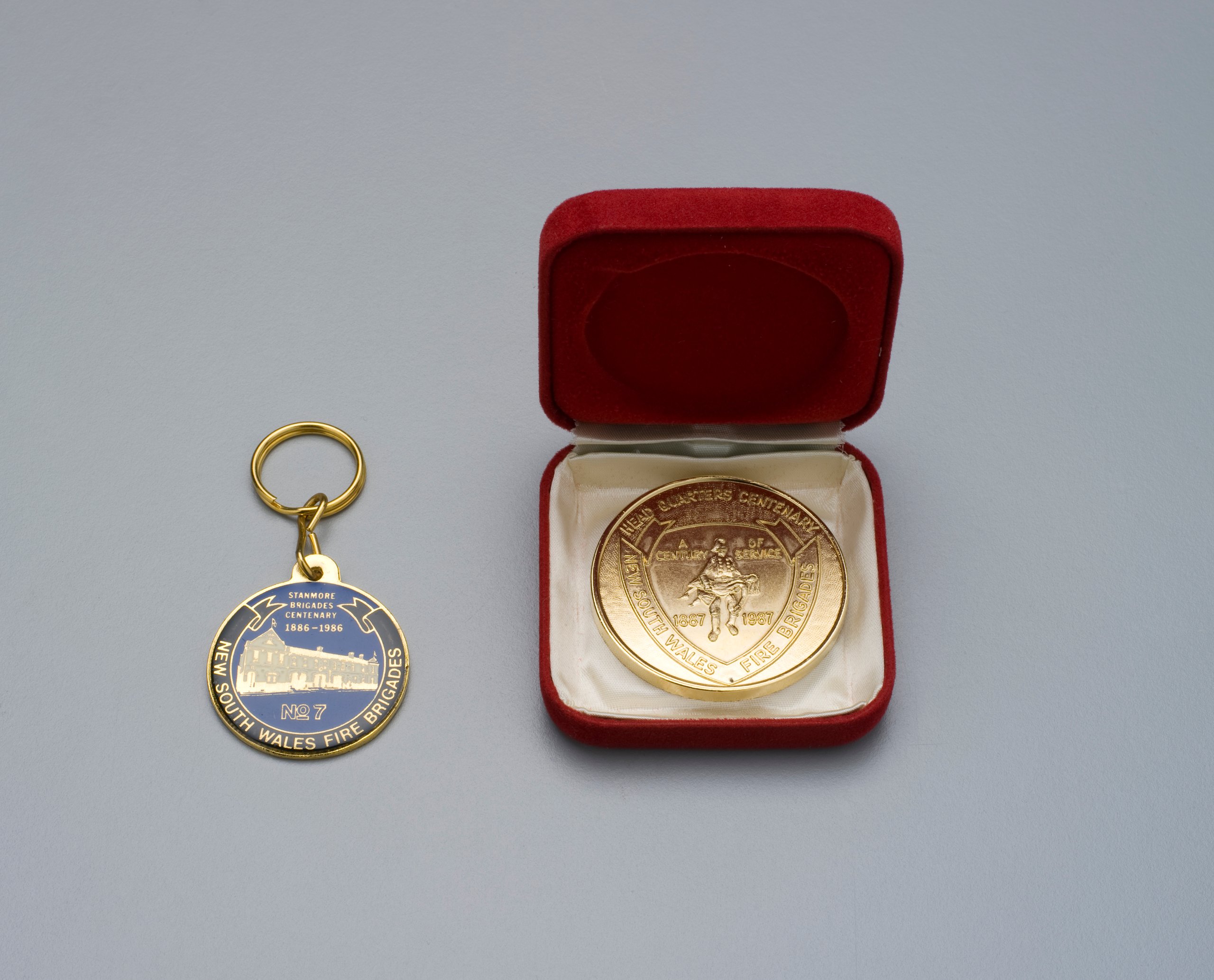 Commemorative medallion in case and key fob