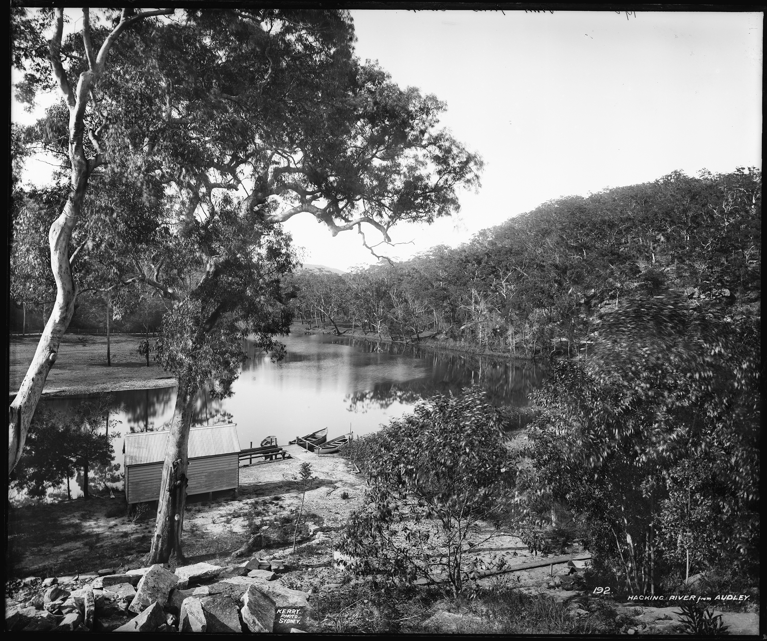 'Hacking River from Audley' glass negative by Kerry and Co