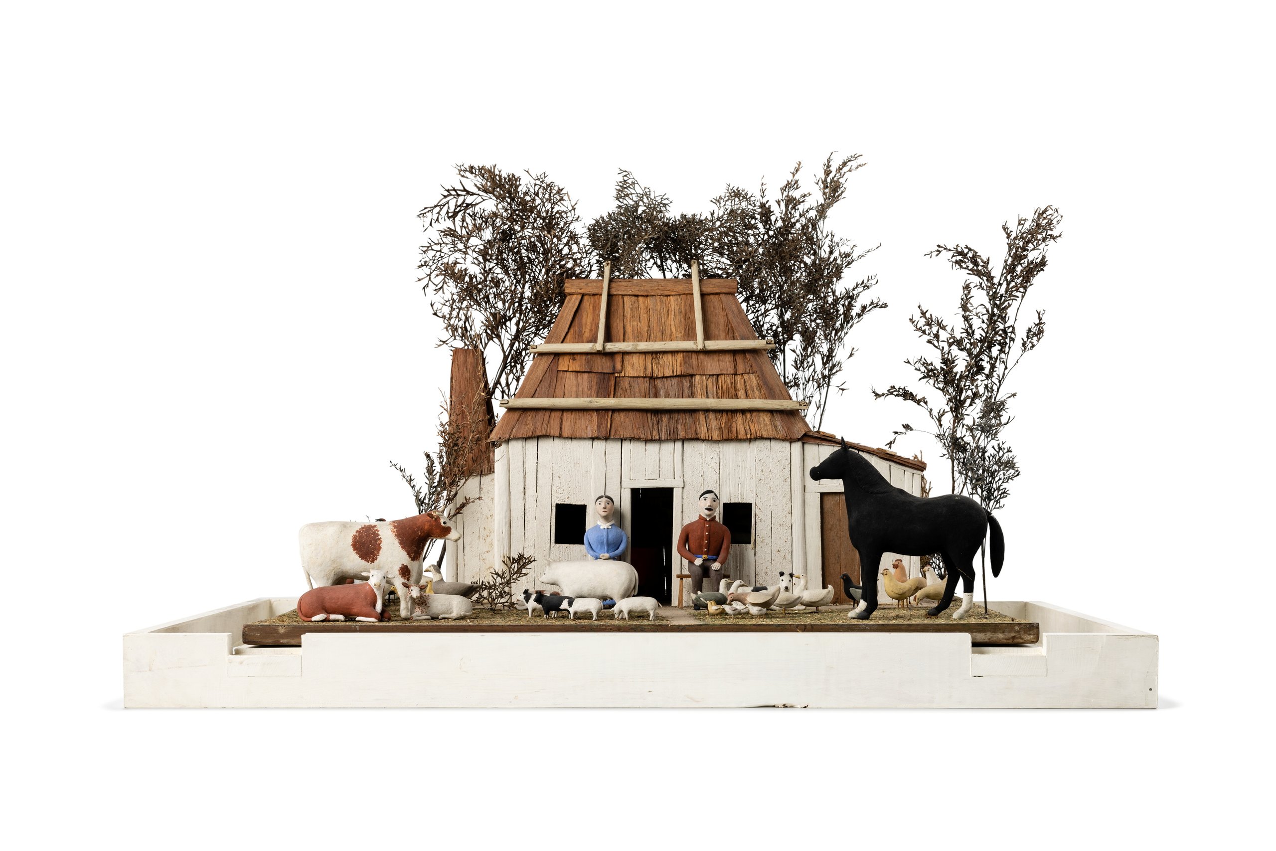Childs model of early Australian settler's hut near Mudgee, New South Wales