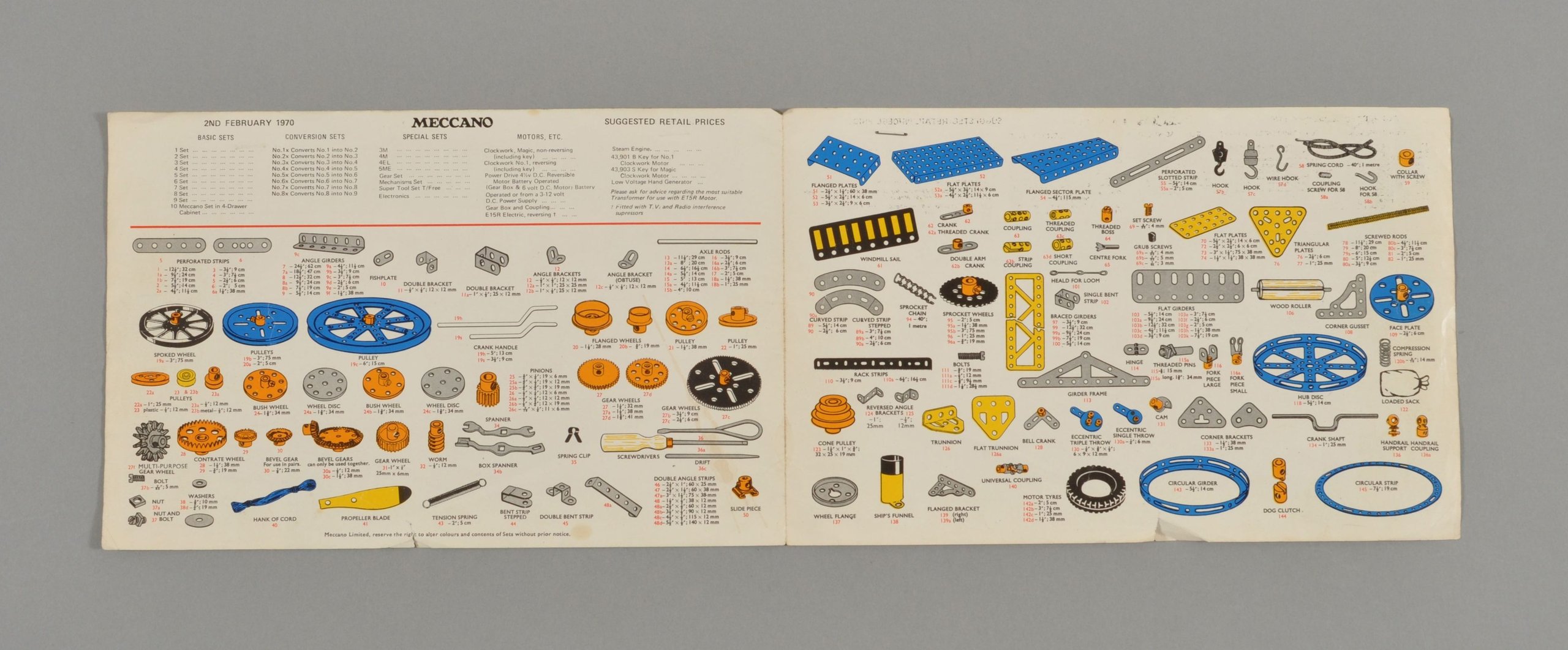 Powerhouse Collection - Meccano leaflet, Meccano Spare Parts List, 1970