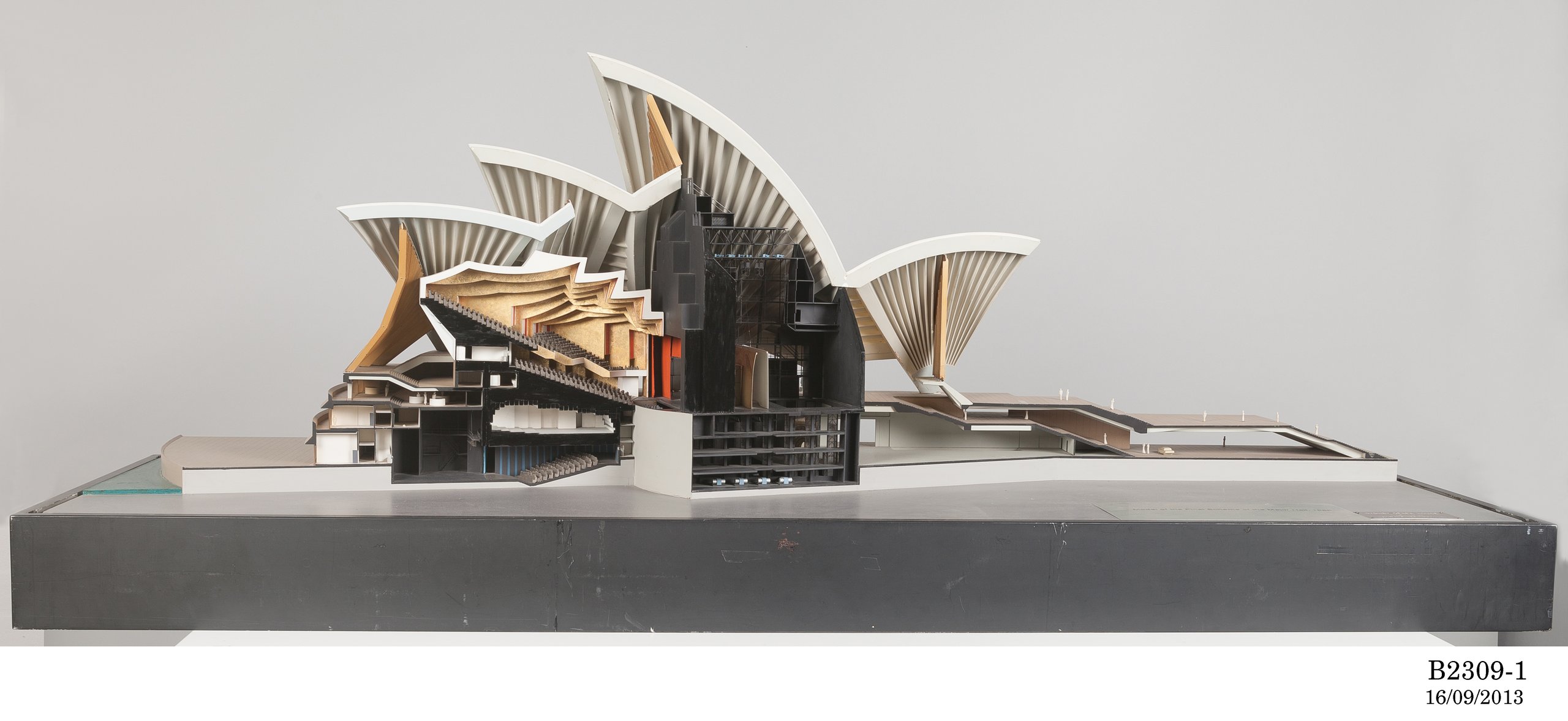 Cross-sectional architectural model of Sydney Opera House by Jørn Utzon