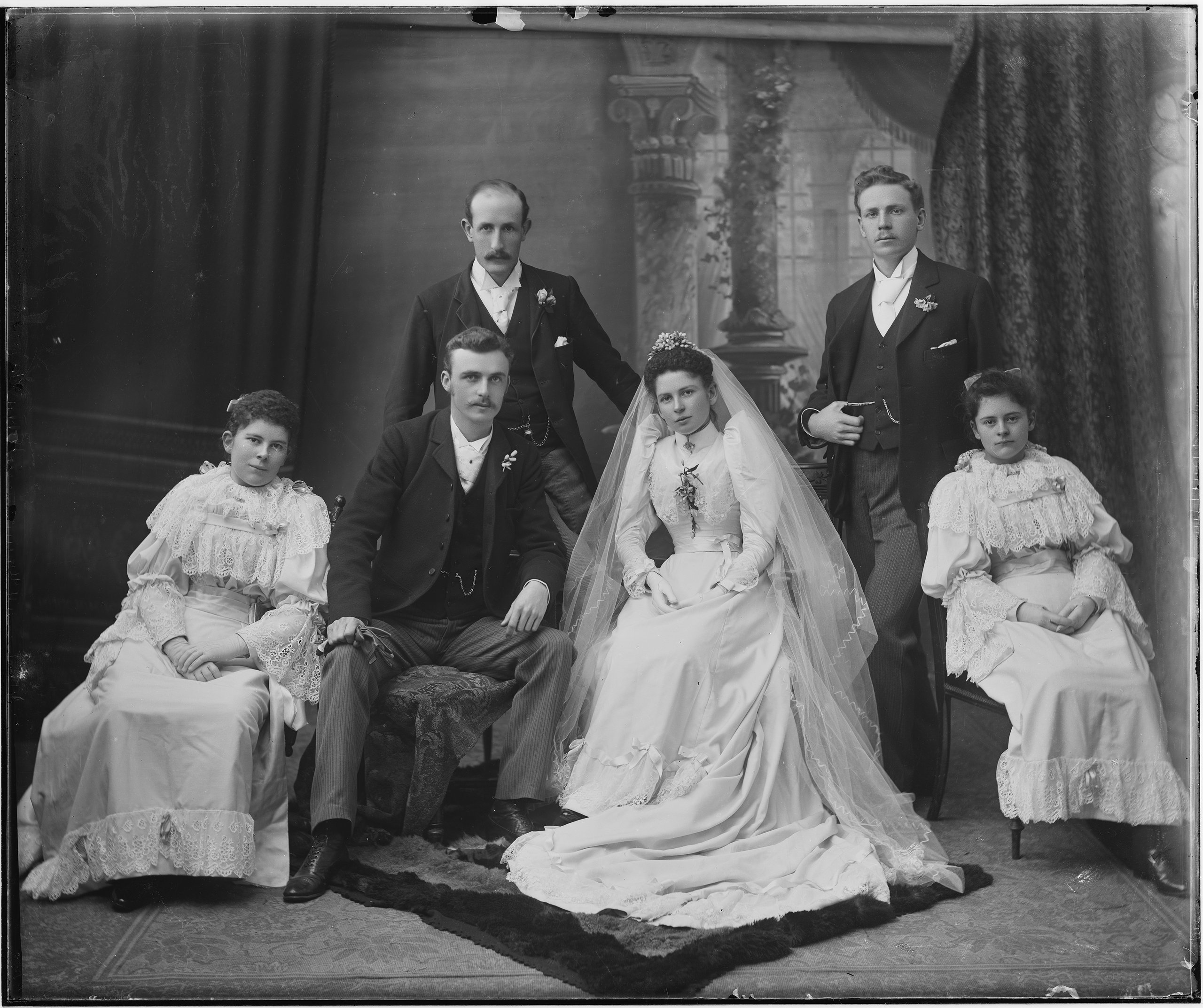 Glass plate negative, 'Wedding Portrait'