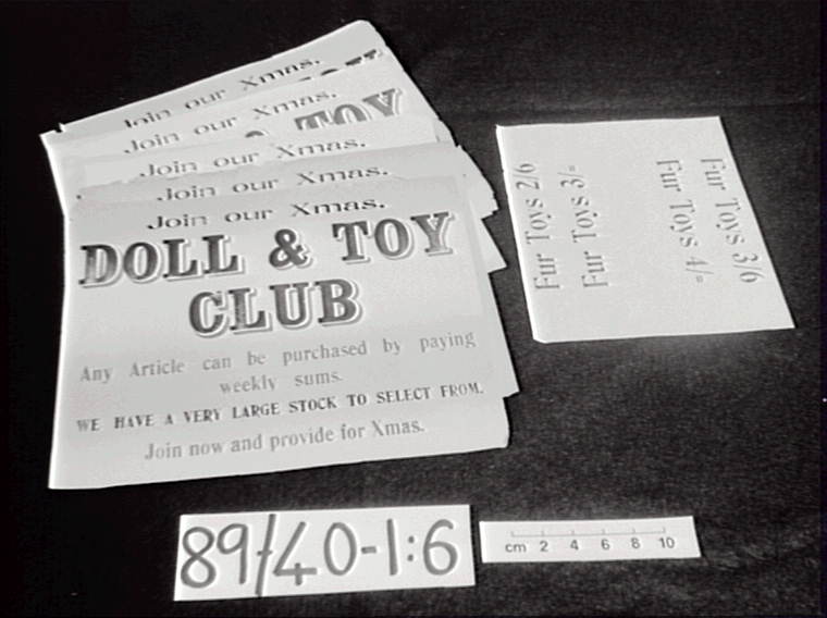 'Doll and Toy Club' Christmas signs