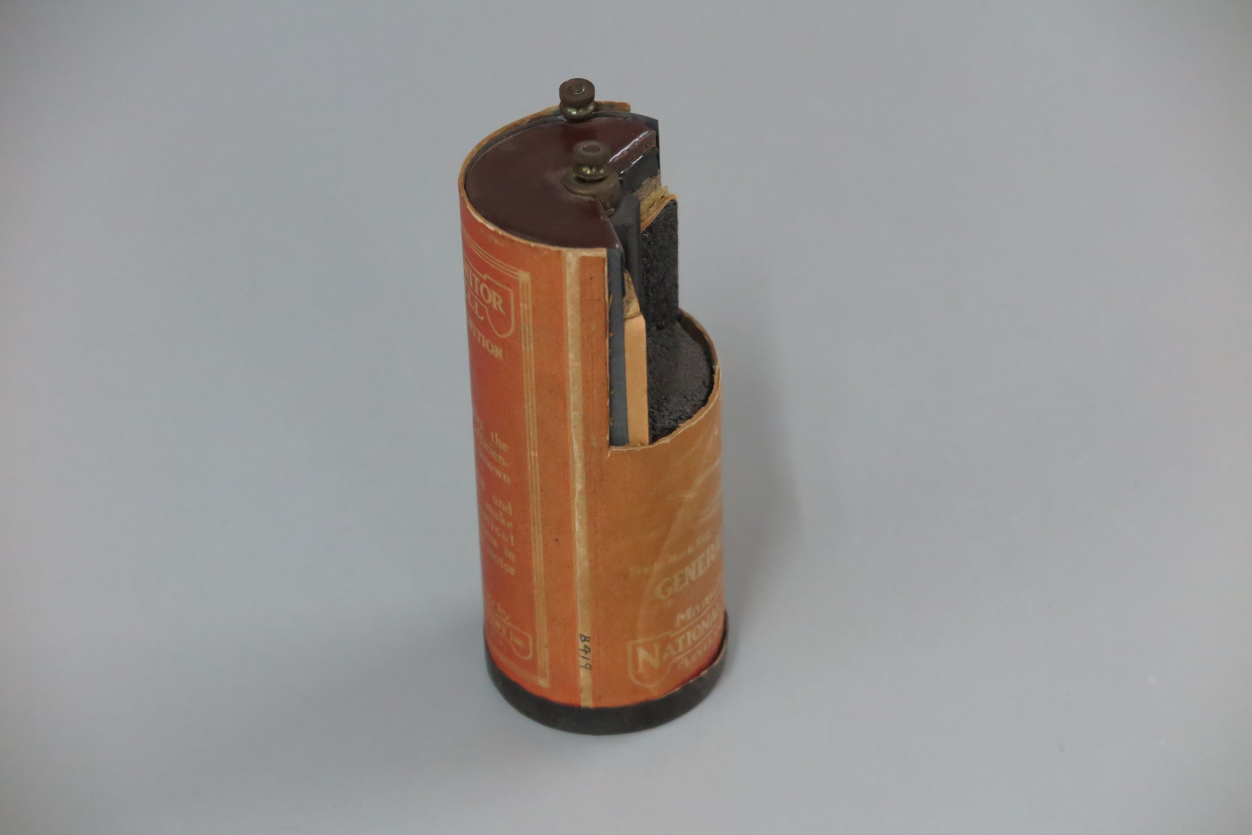 Battery sectioned to show its parts
