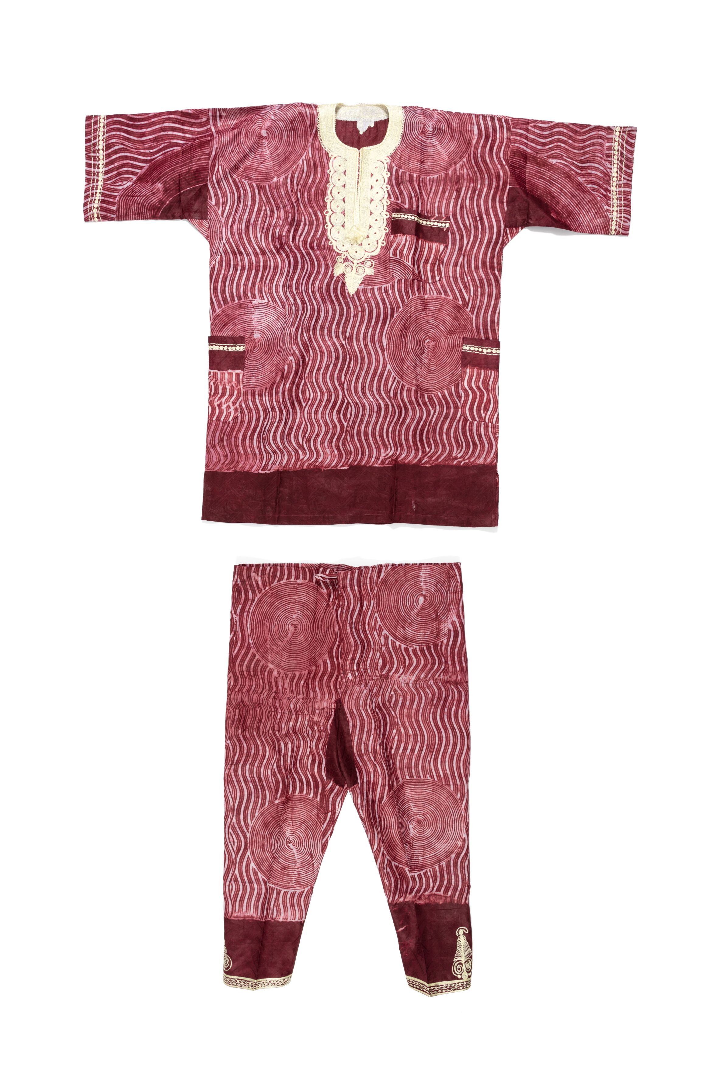 Yoruba resist-dyed tunic and pants, Nigeria
