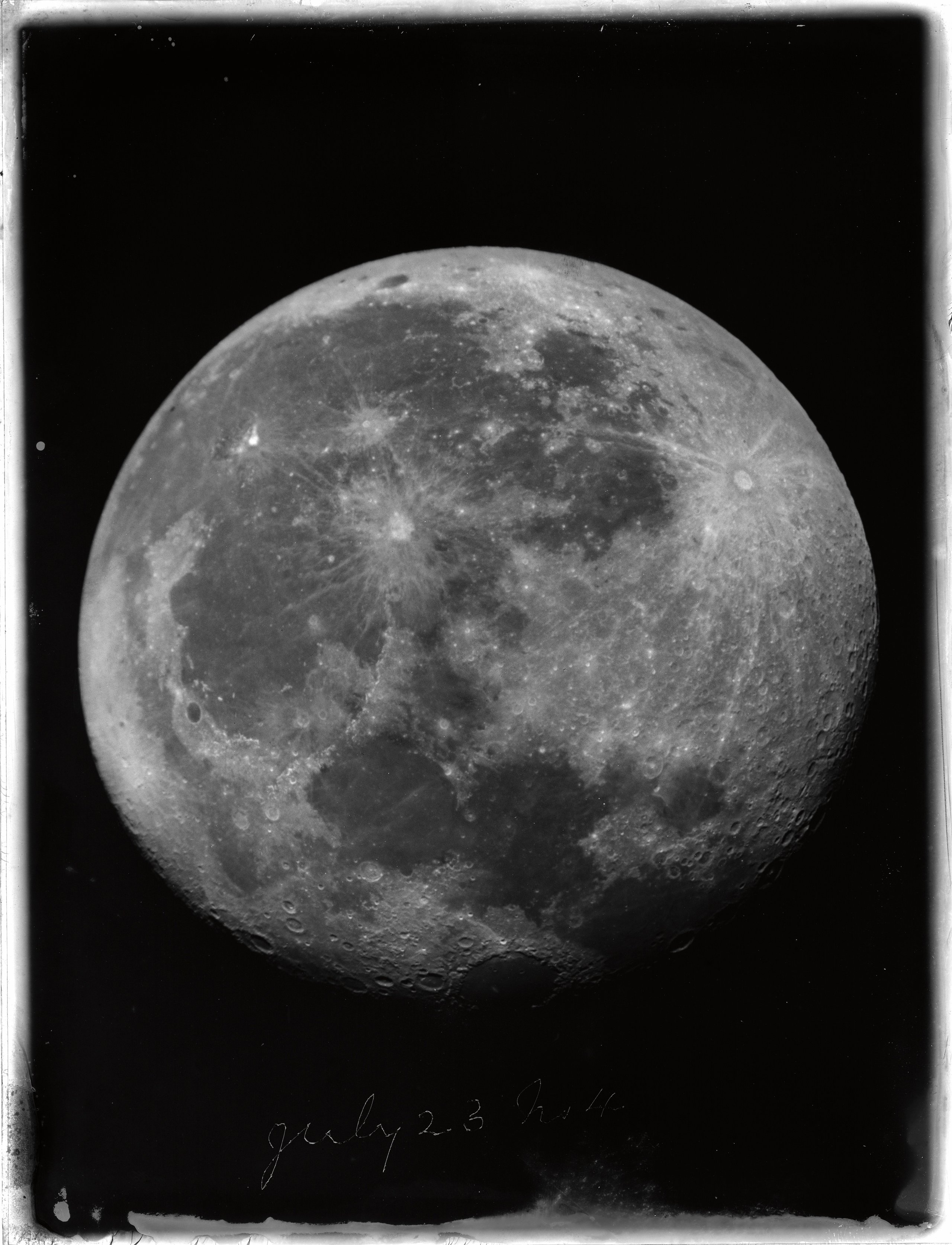 Glass plate positive image of the Moon