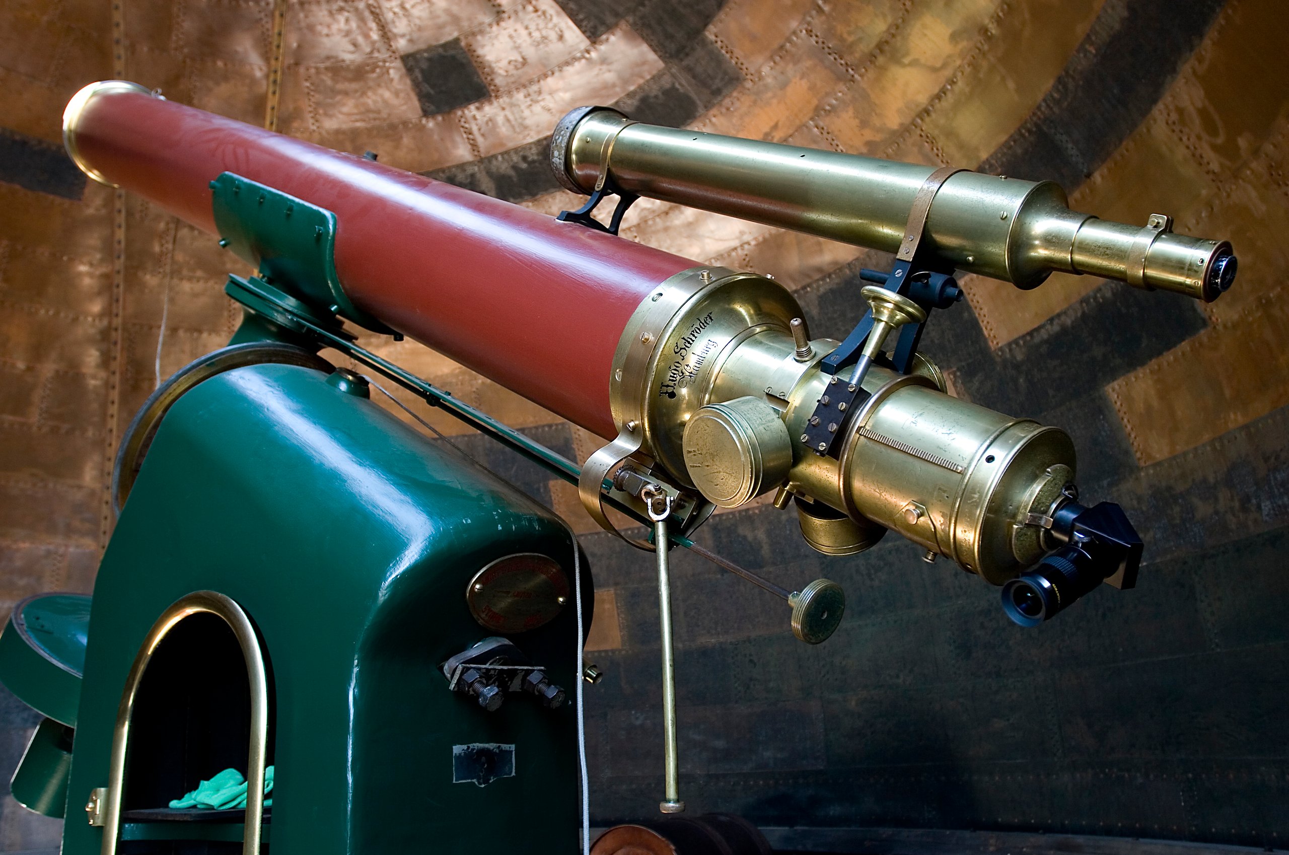 Equatorial refracting telescope with accessories by Hugo Schroeder