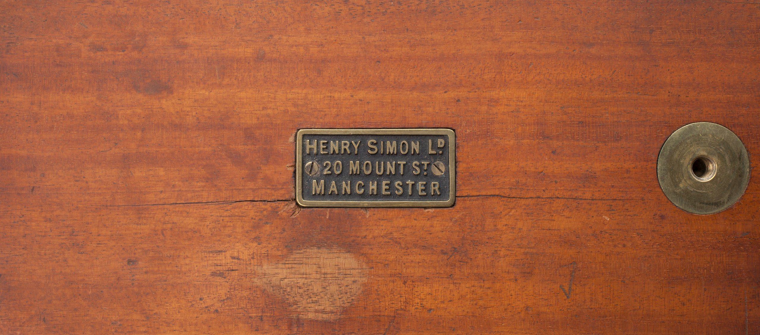 Wooden box containing instruments made by Henry Simon Ltd