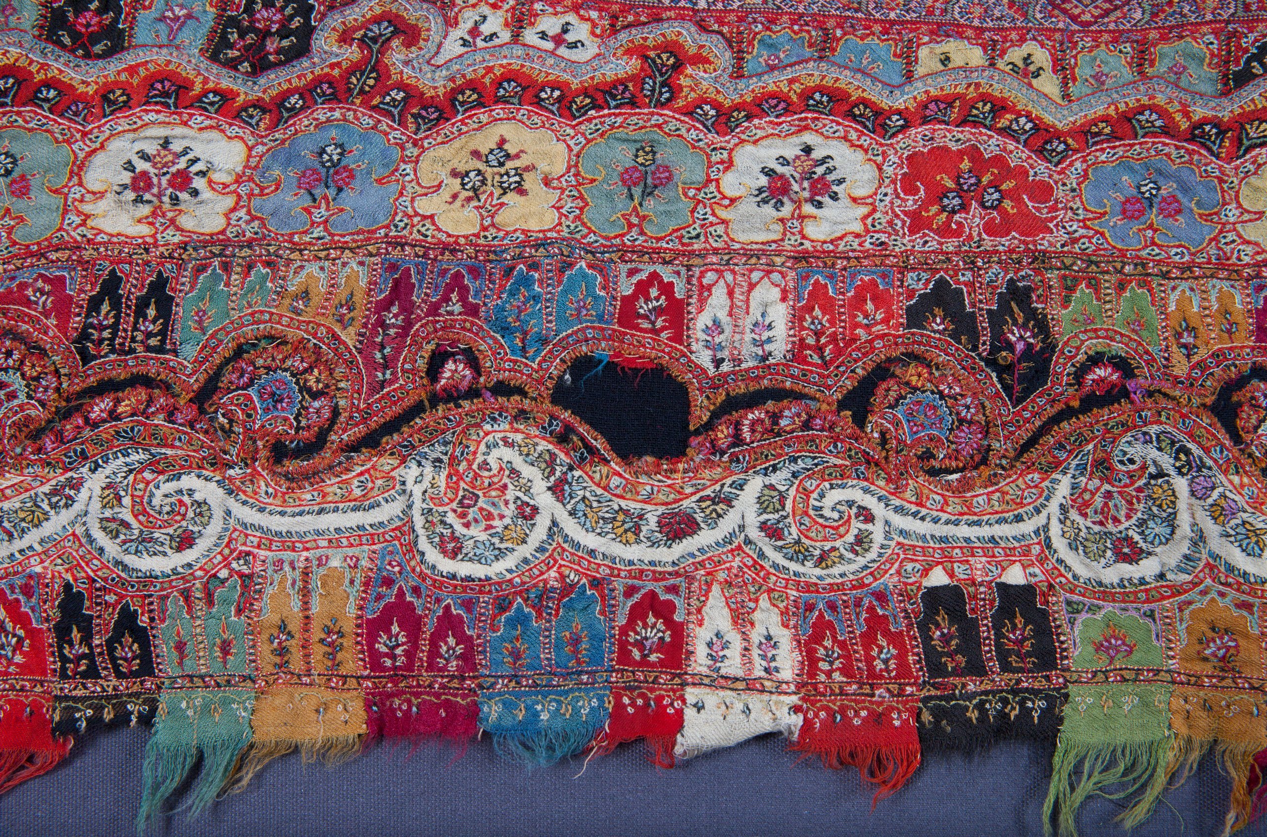 Pieced tapestry woven shawl, Kashmir