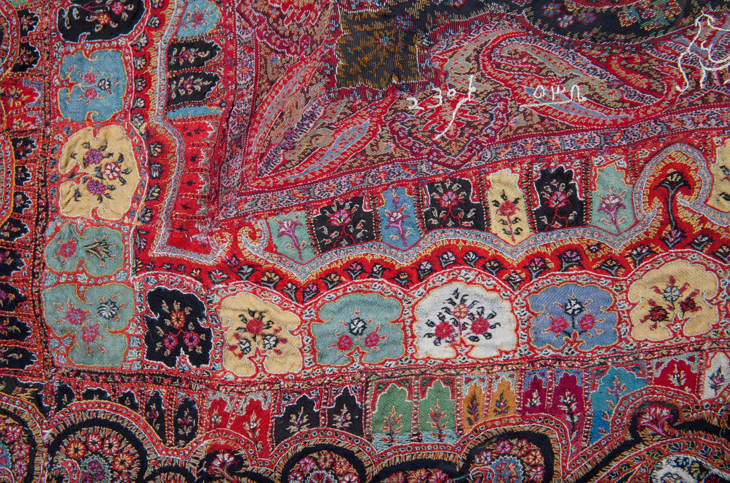 Pieced tapestry woven shawl, Kashmir