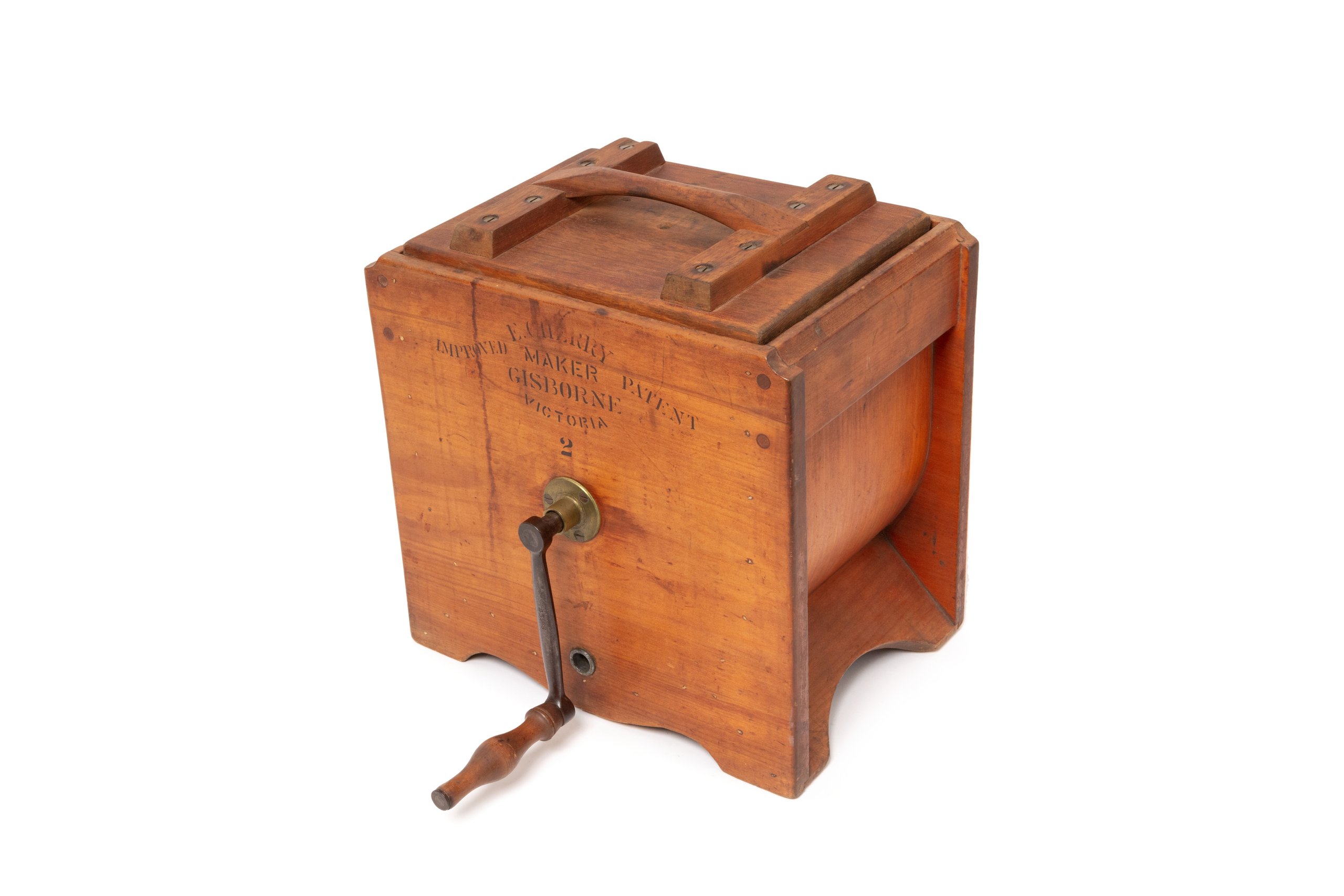 Butter churn made by E Cherry & Sons